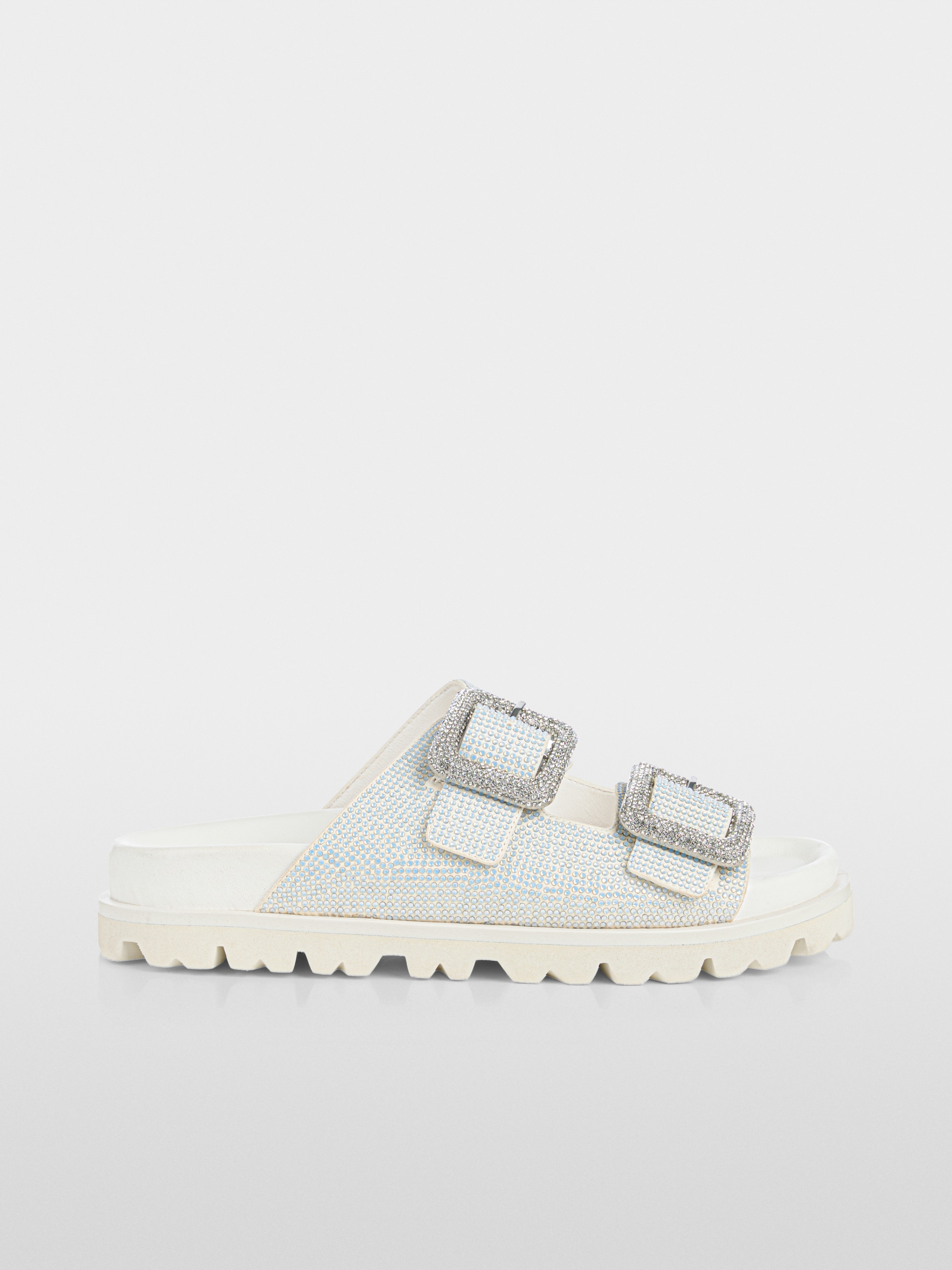 Strappy mules with hotfix stones