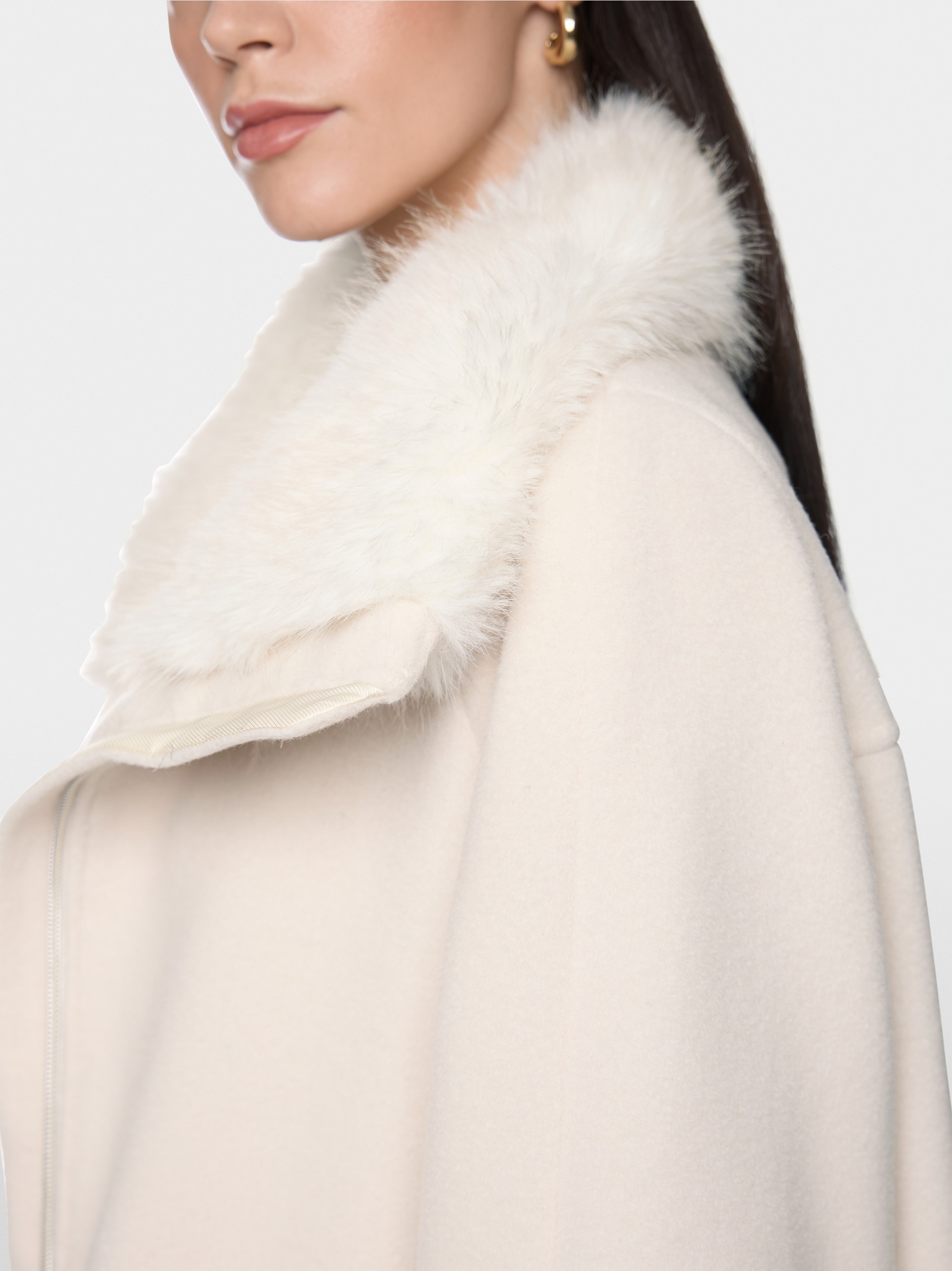 Alpaca blend coat with faux fur