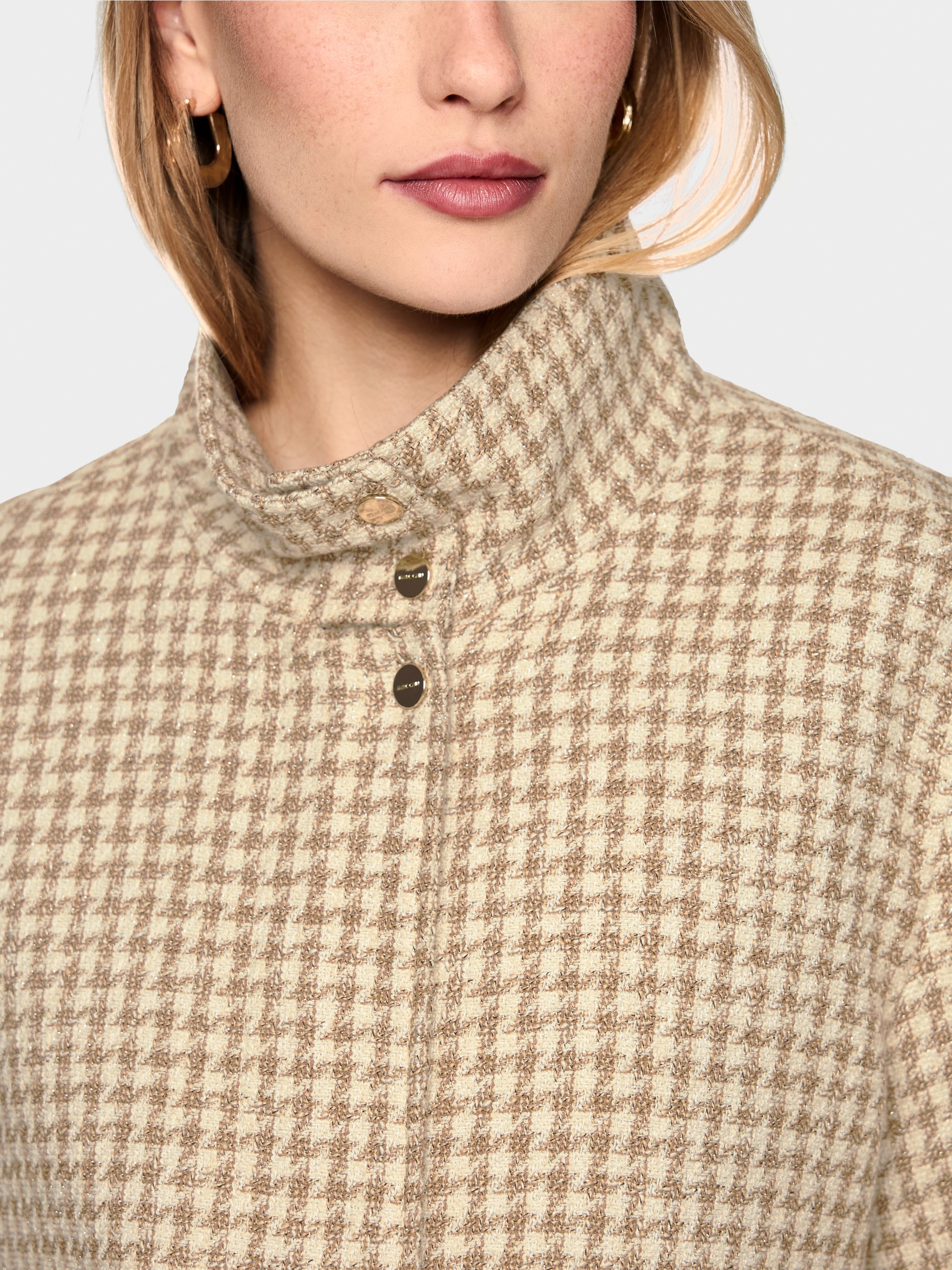 Blouson jacket with houndstooth