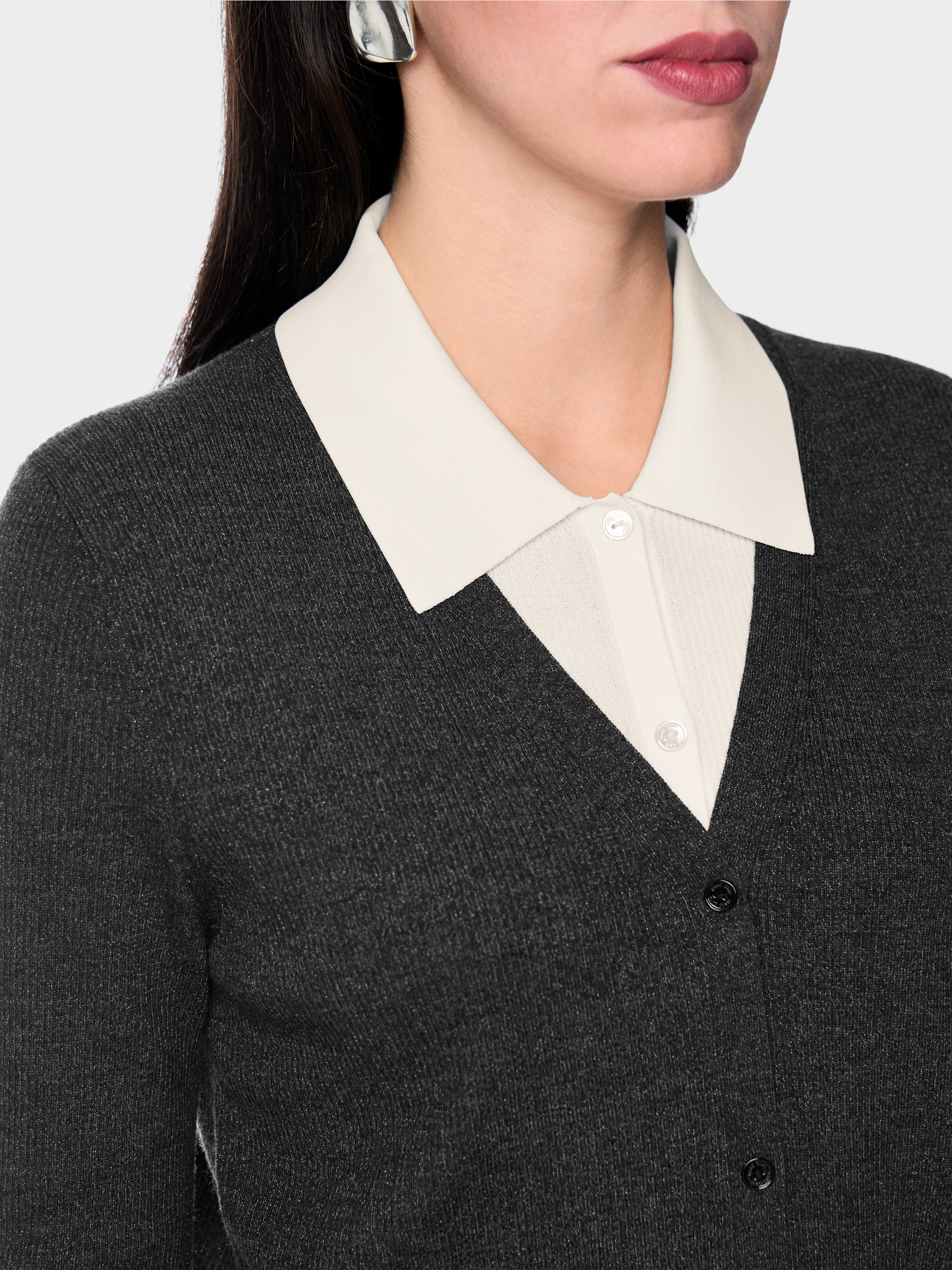 Cardigan en maille fine effet superposit