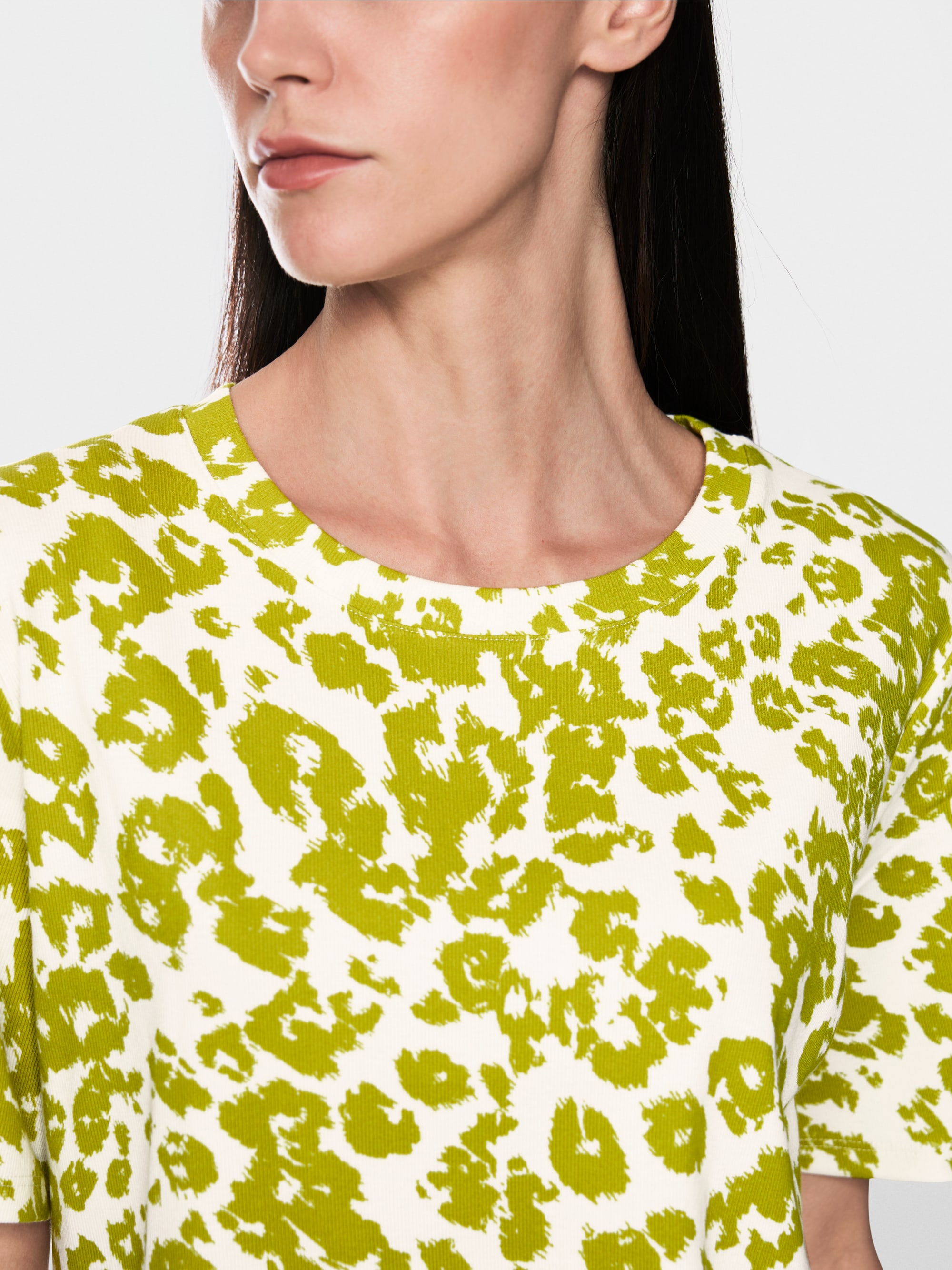 Ribbed leopard print T-shirt