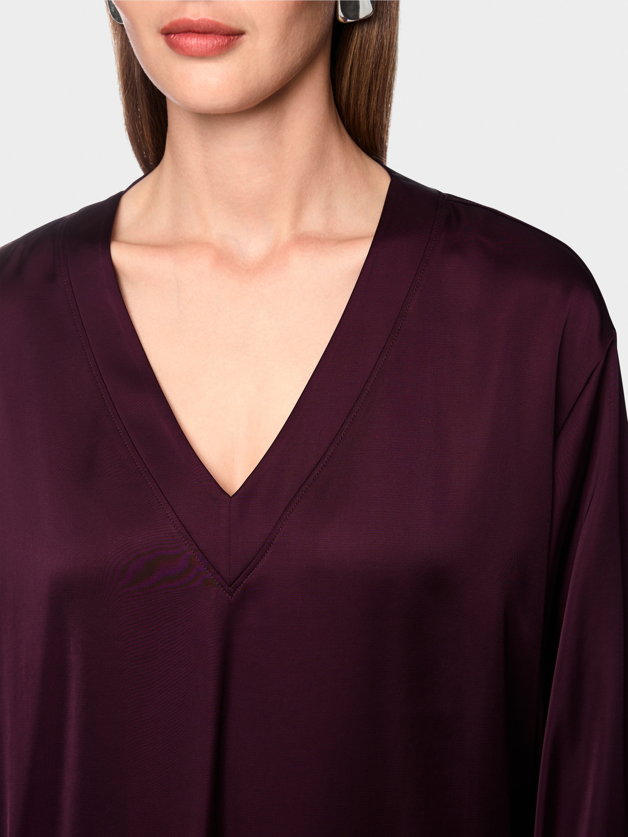 V-neck blouse in satin-effect finish