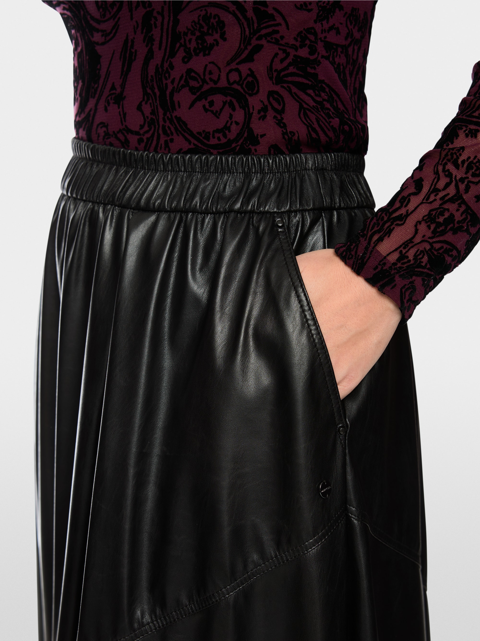 Leather-look midi skirt
