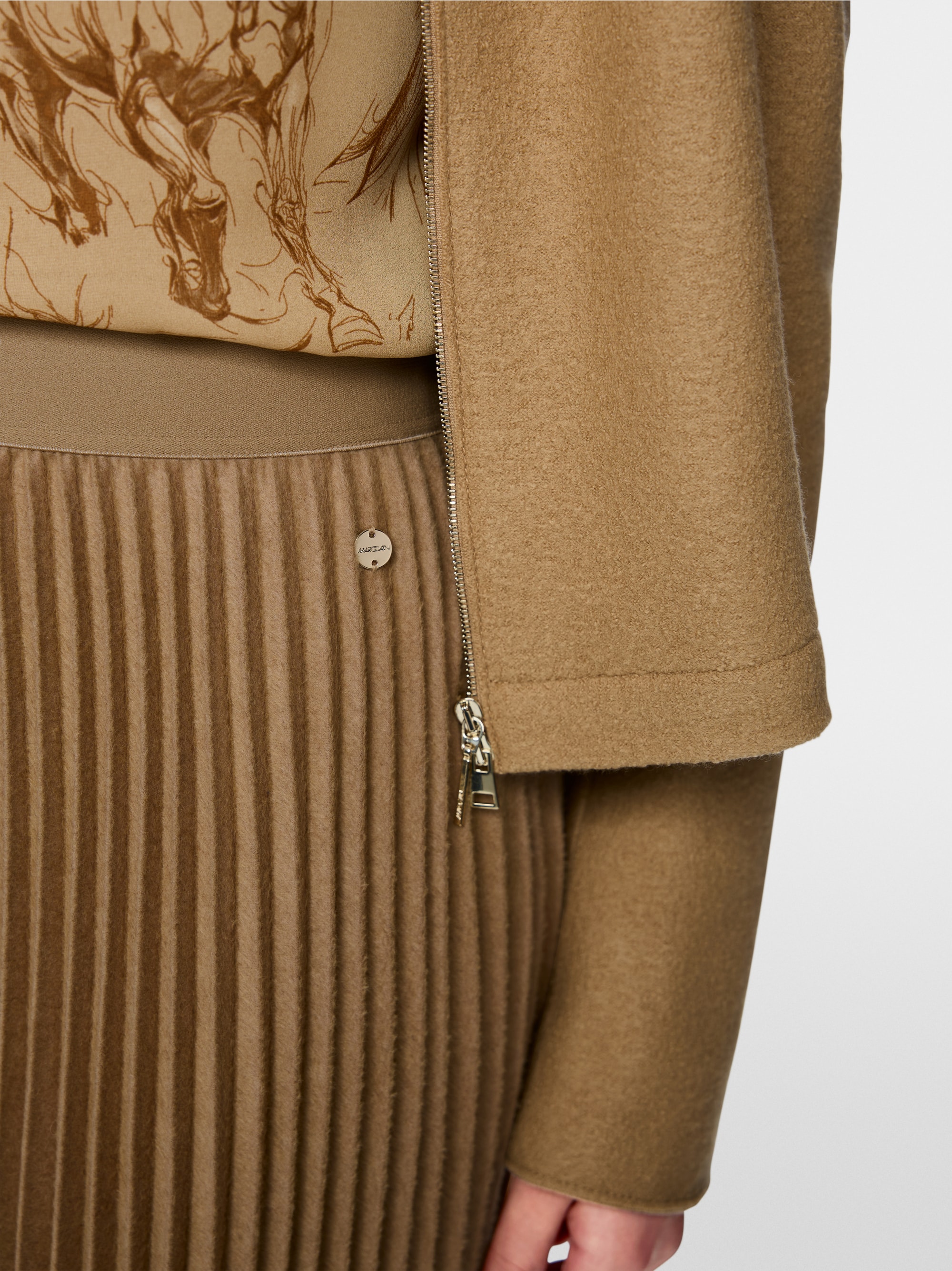 Boiled wool midi skirt
