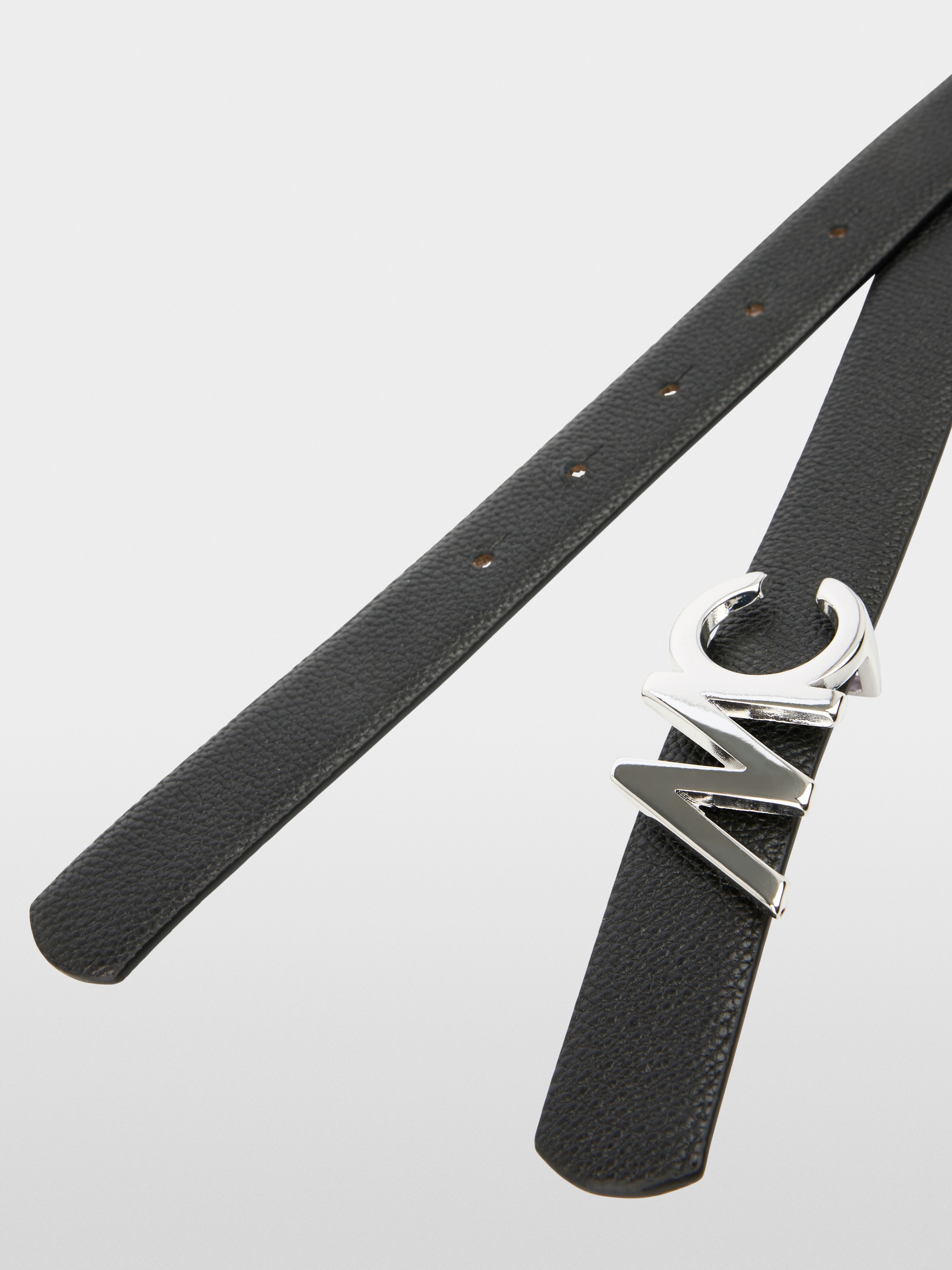 Reversible leather belt with MC buckle