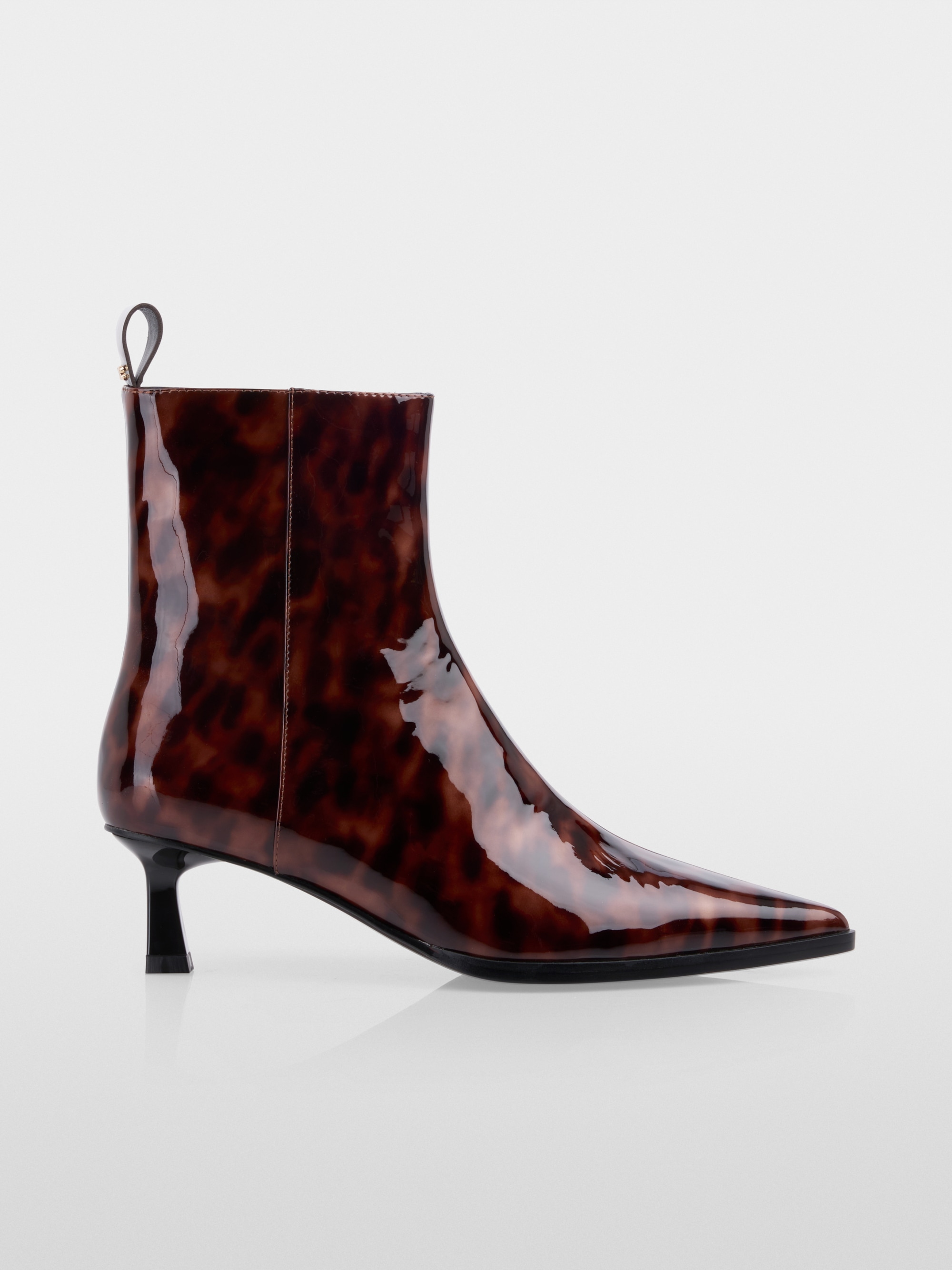 Patent leather leopard print booties