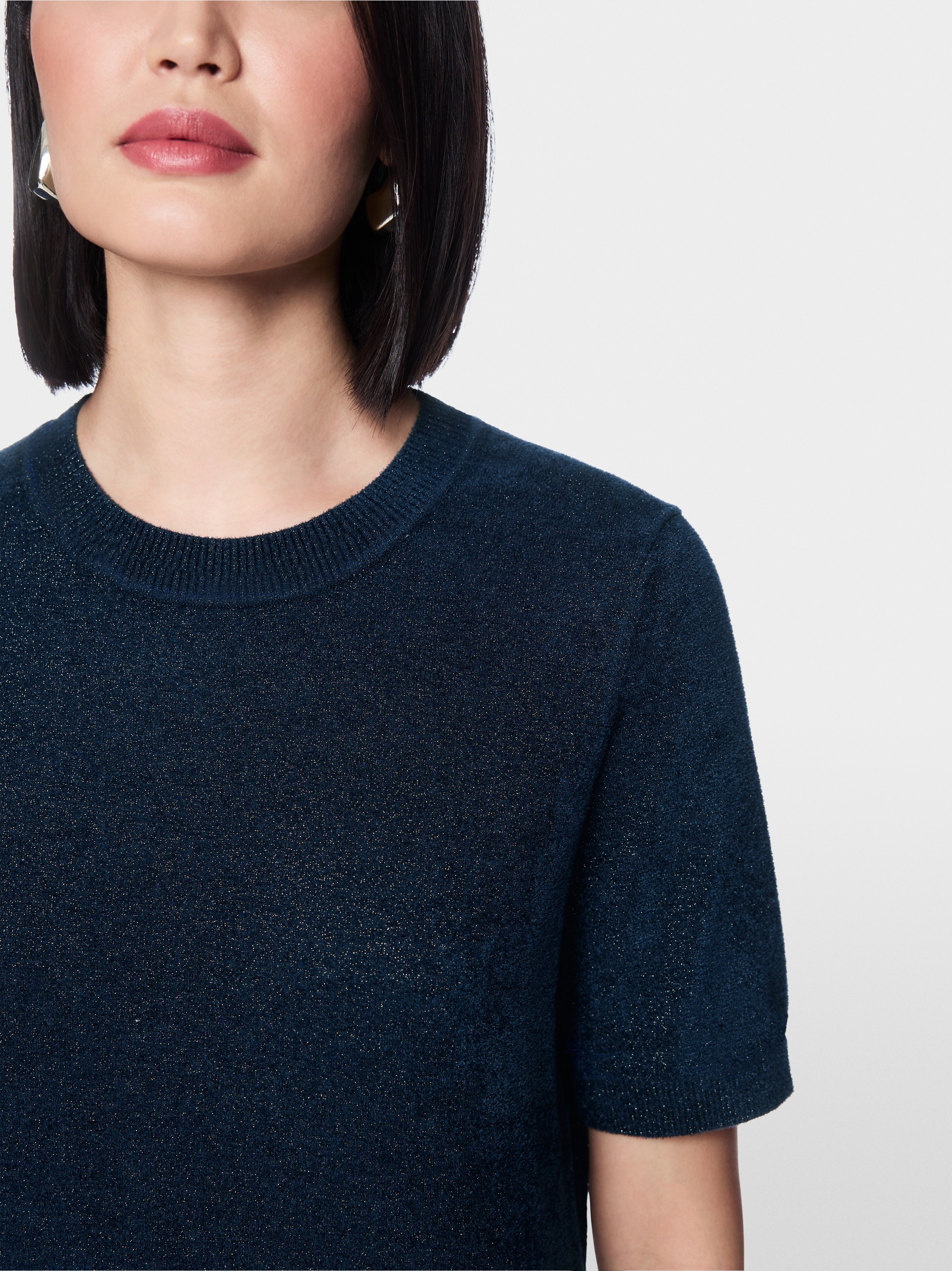 Short-sleeved round neck jumper