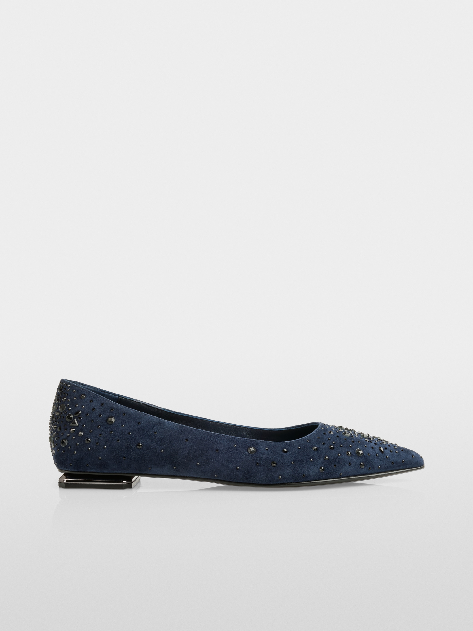 Suede ballerina flats with crystals