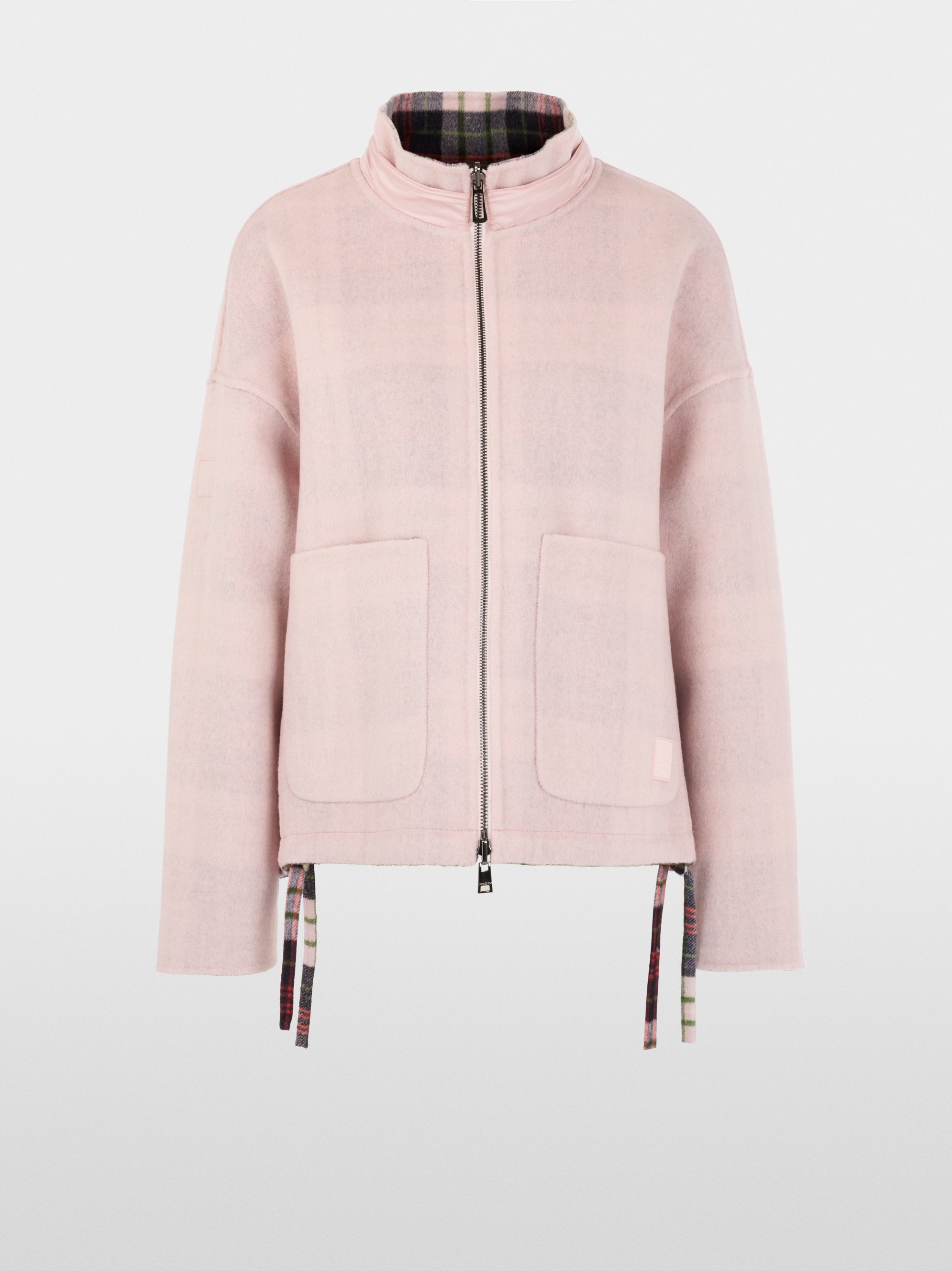 Reversible jacket with quilted hood