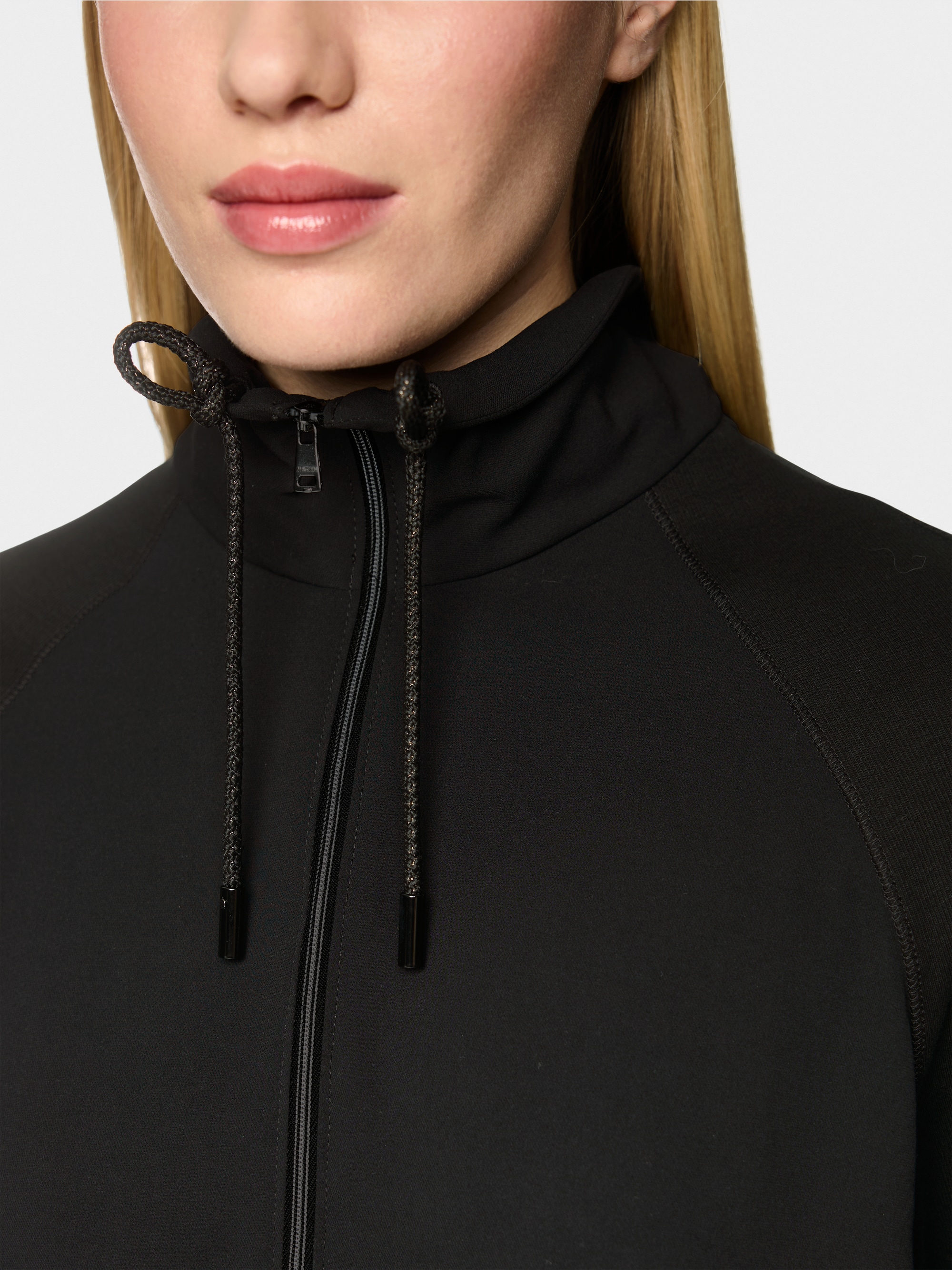 Troyer-style blouse with fine rib