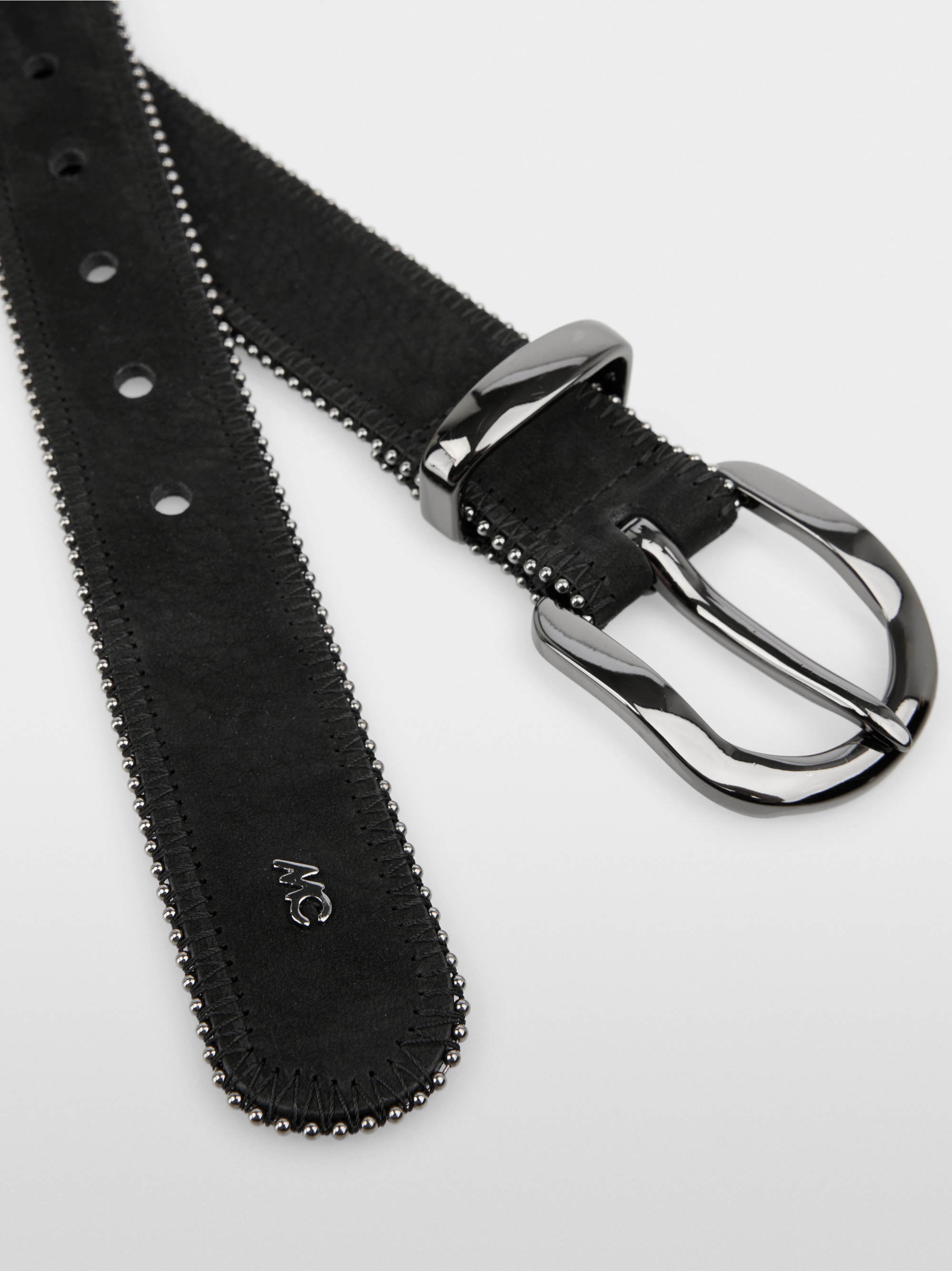 Ceinture en cuir nubuck avec ornements