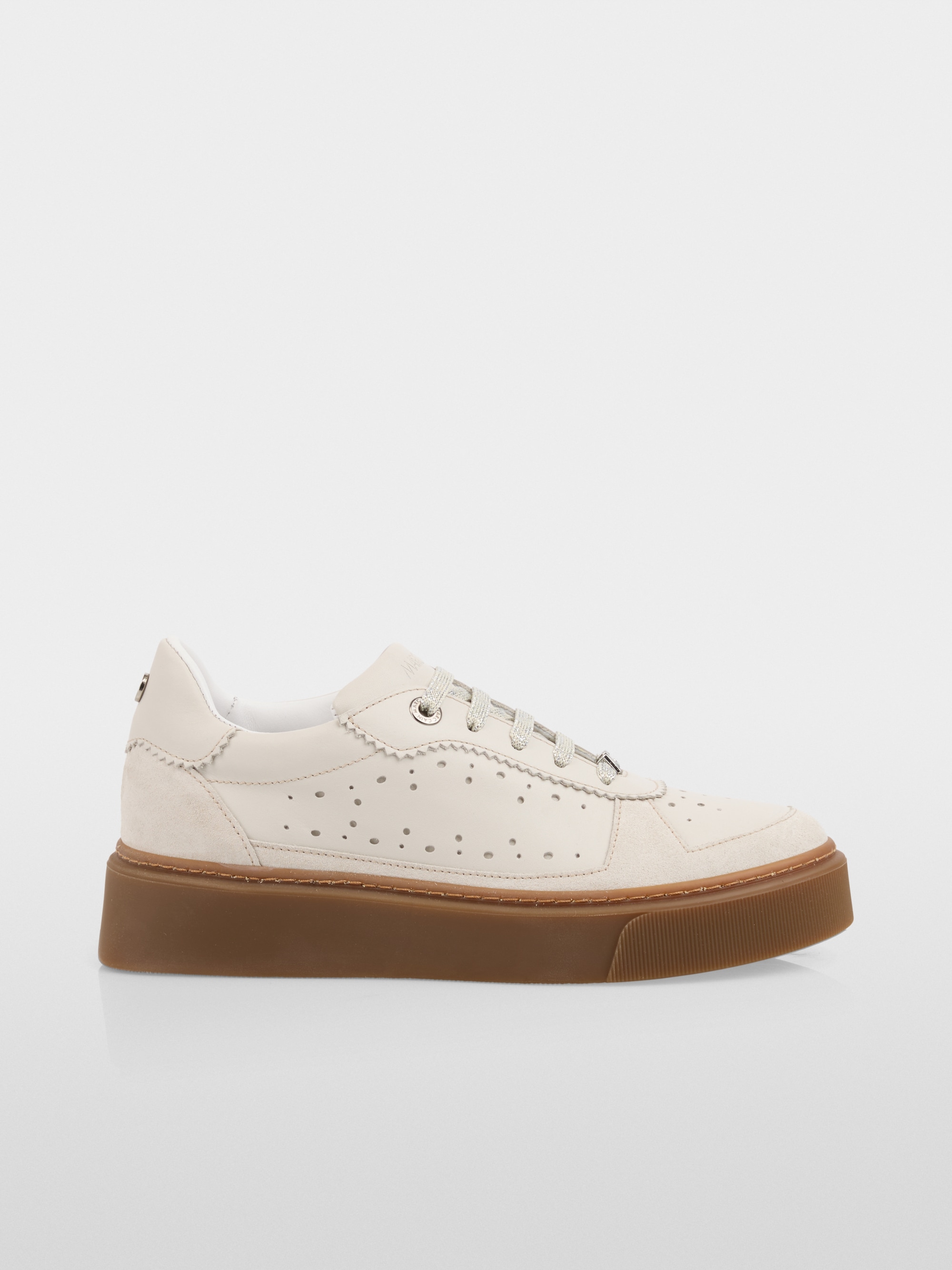 Suede trainers with perforations