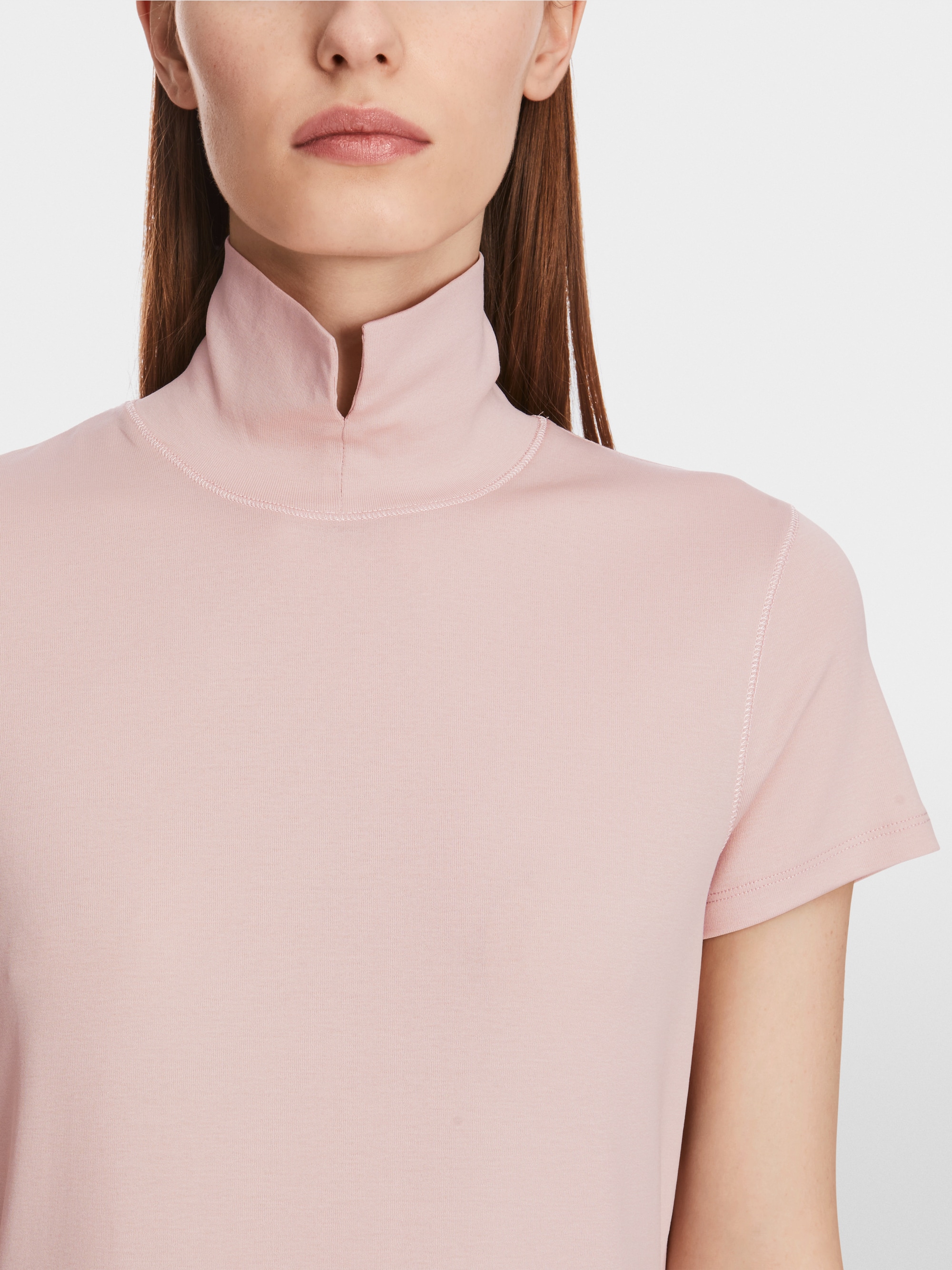 T-shirt with slit mock neck