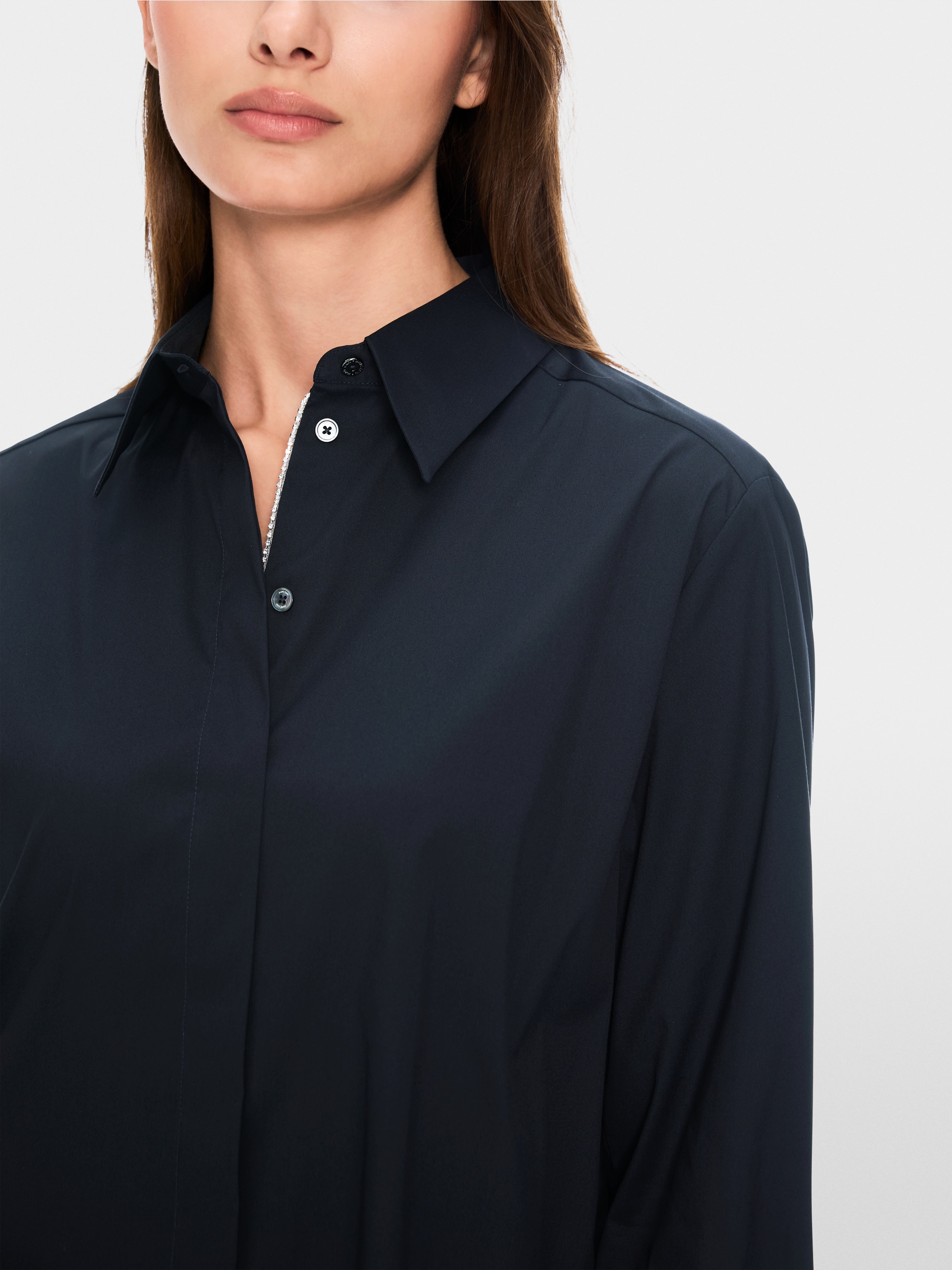 Stretchkatoenen overhemdblouse