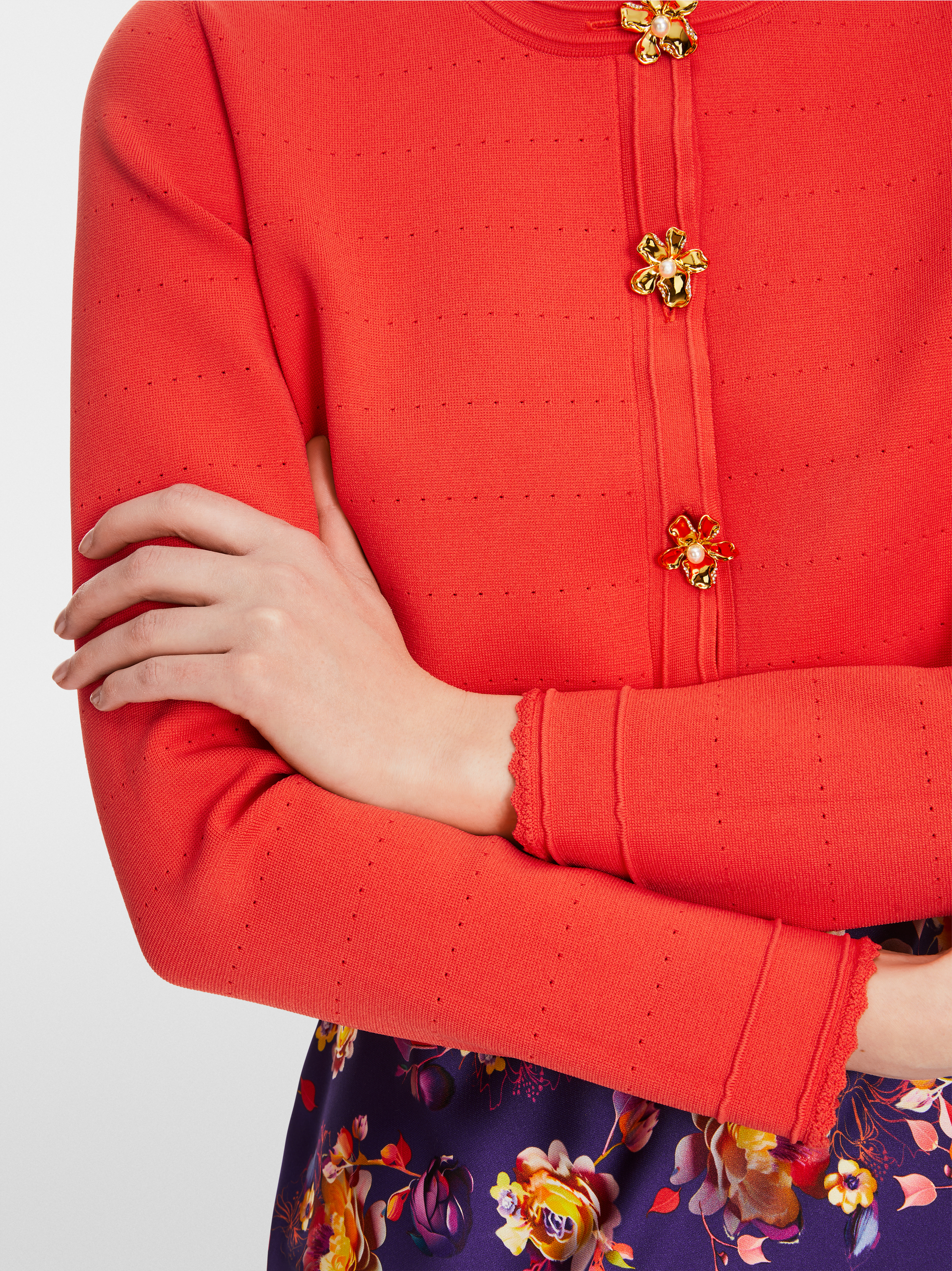 Short cardigan with decorative buttons