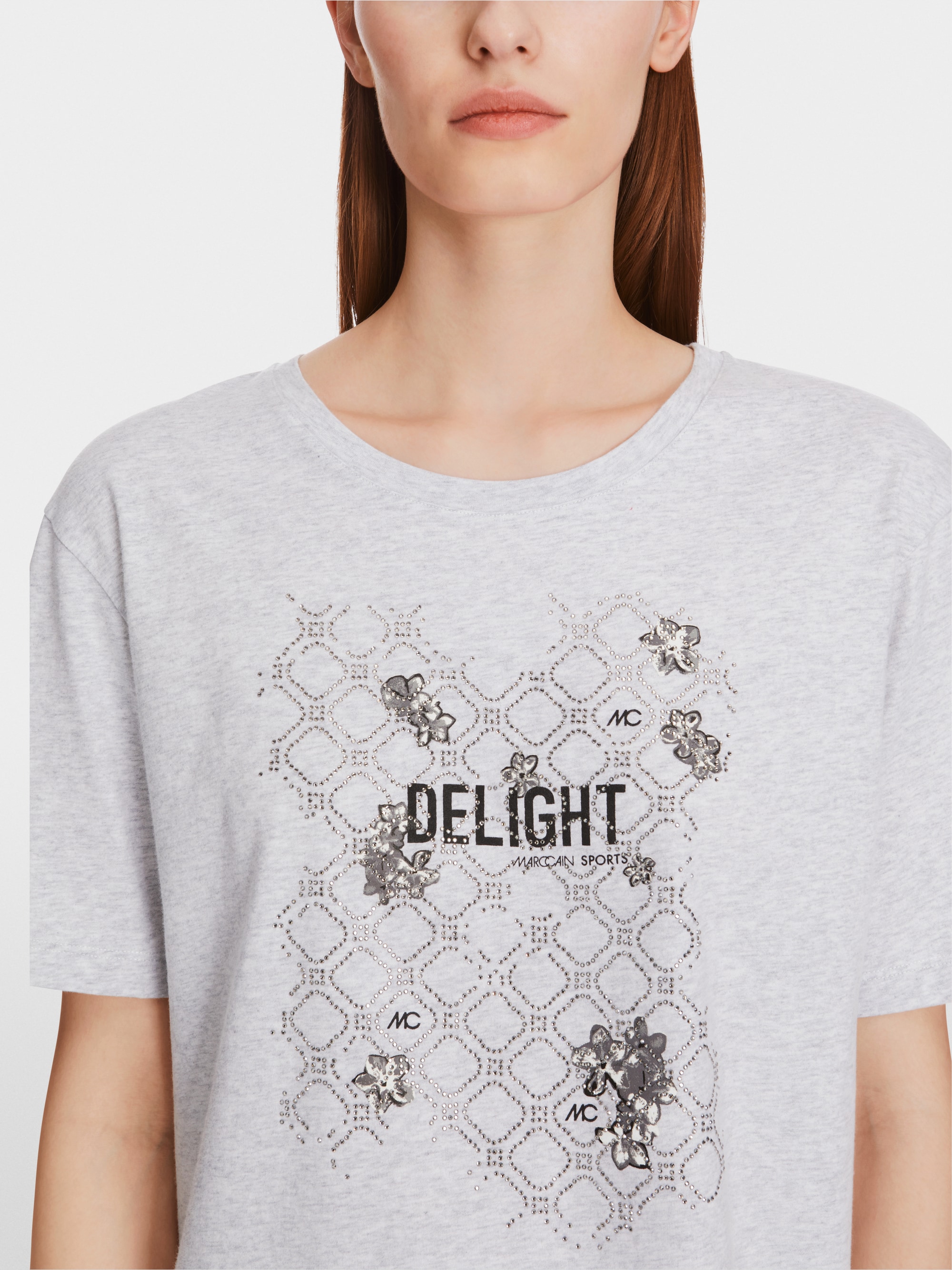 Cotton T-shirt with glitter motif