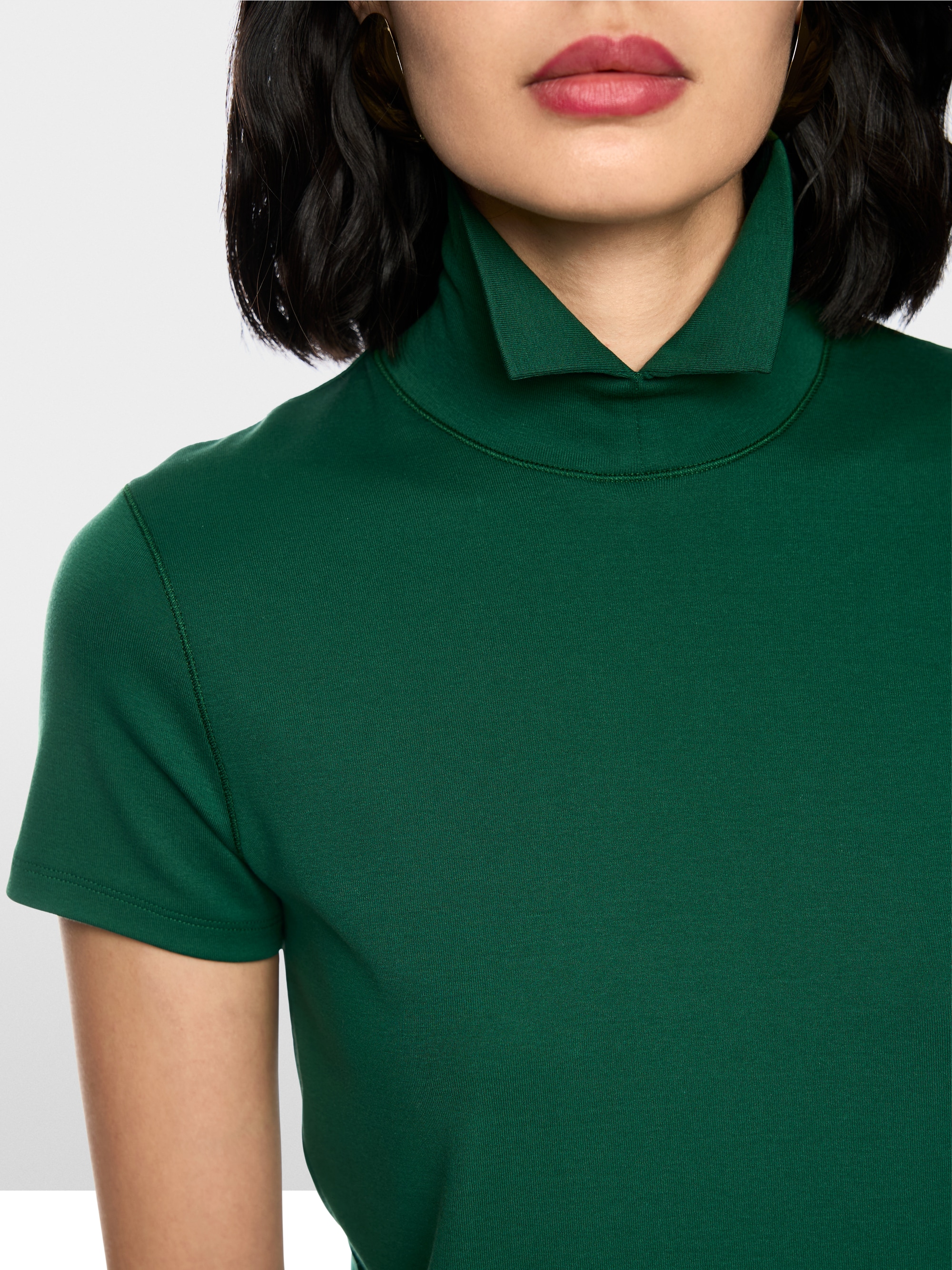 T-shirt with slit mock neck