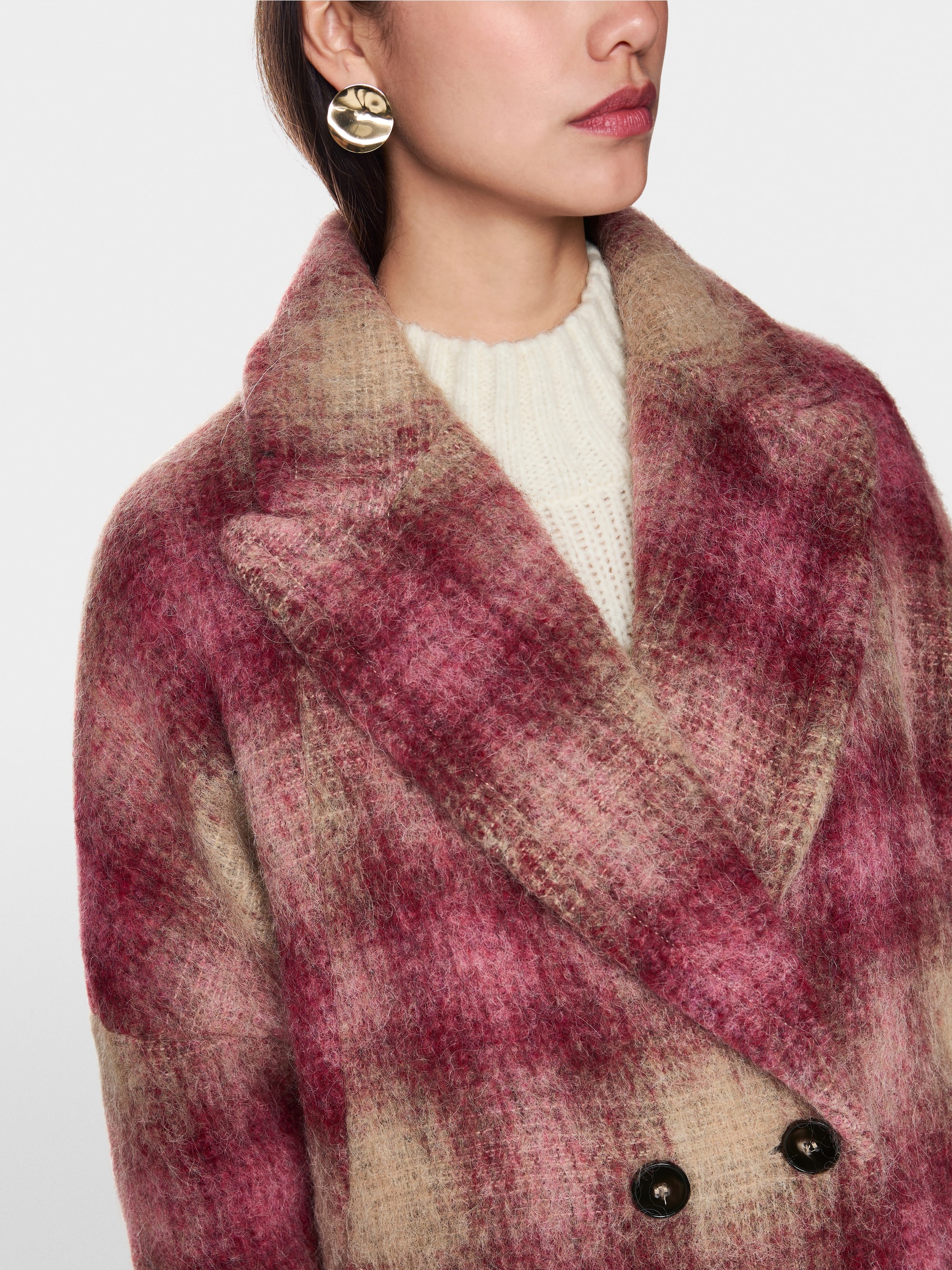 Manteau à motif à carreaux fluide