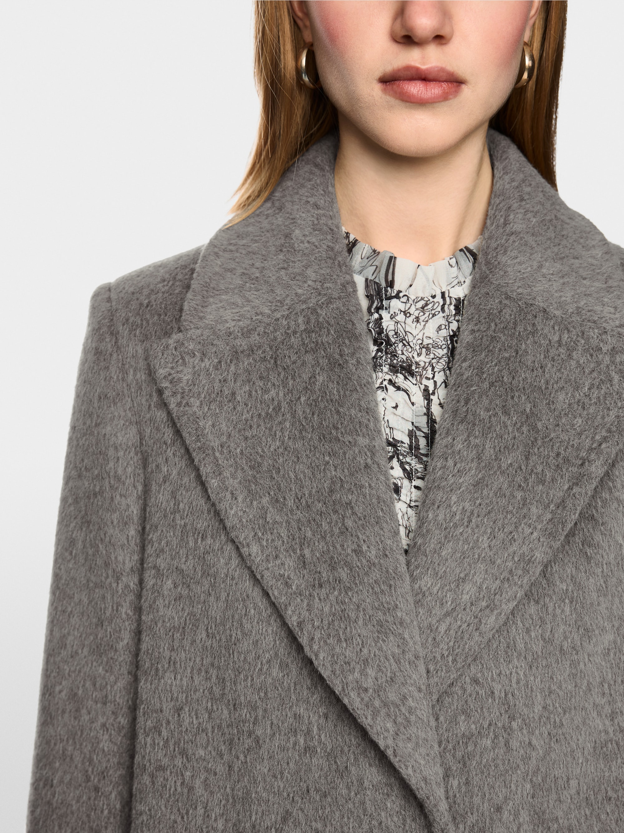 Alpaca wool coat with lapels
