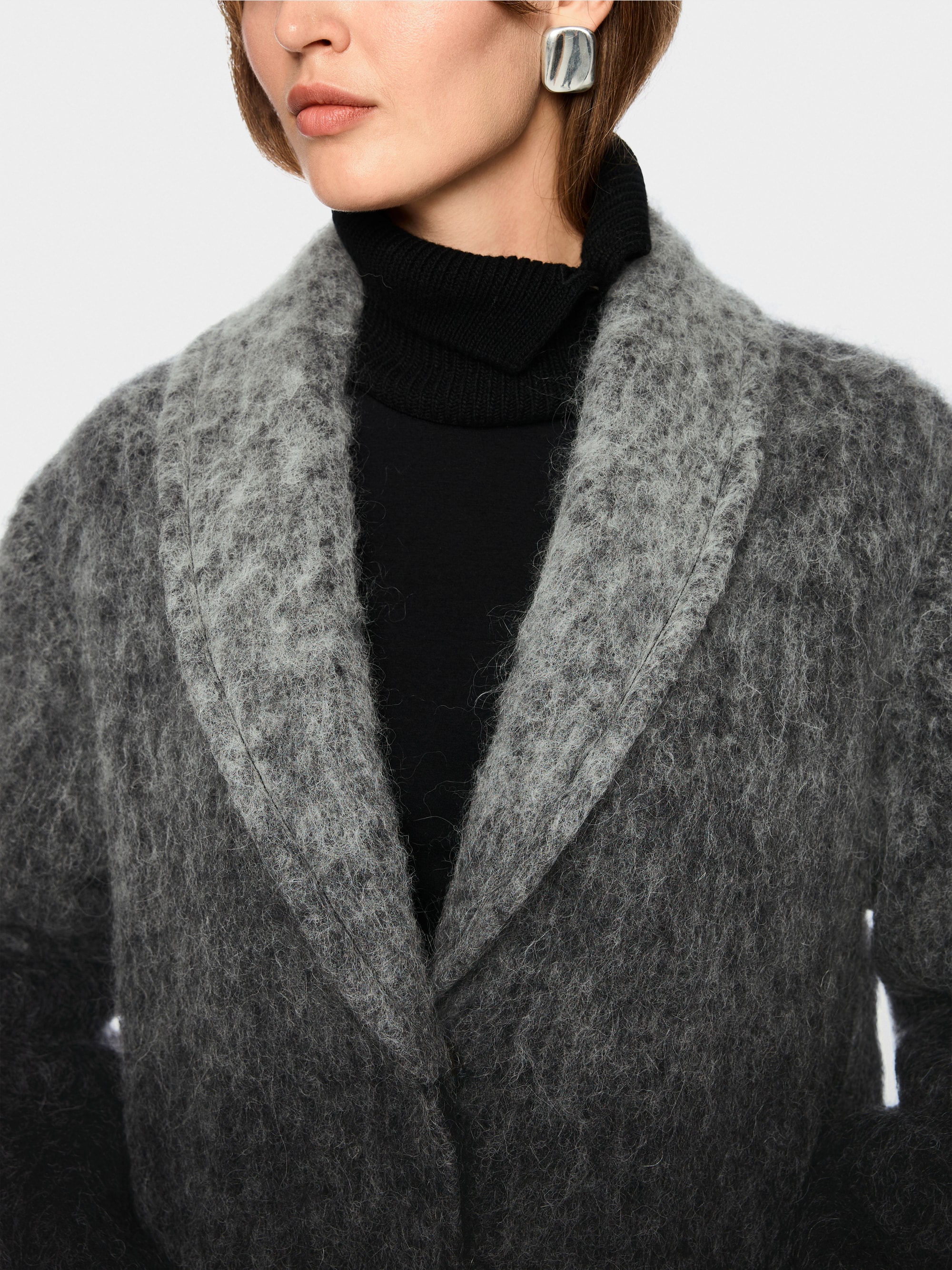 Alpaca blend coat with fringes