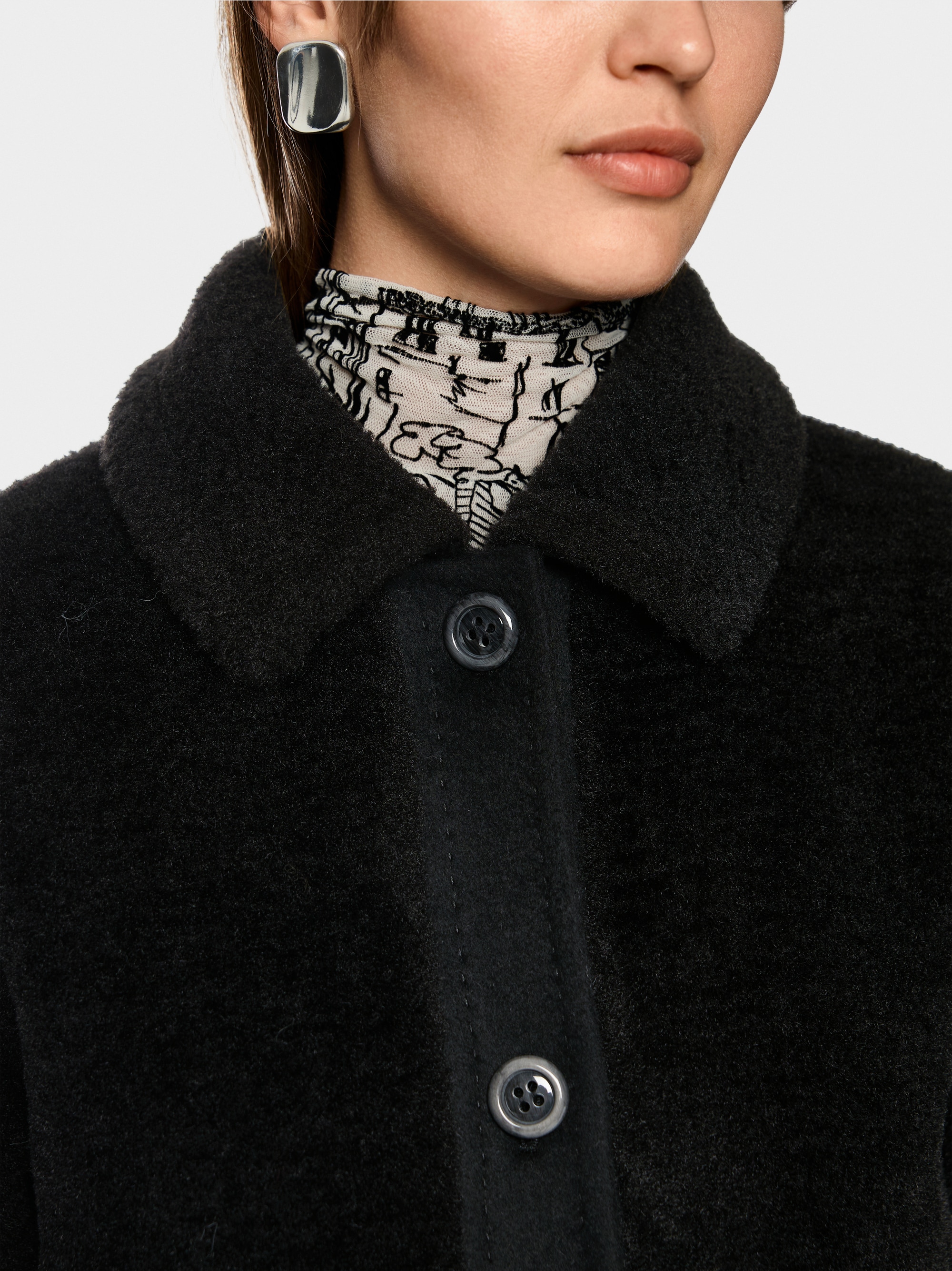 Faux fur jacket with wool details