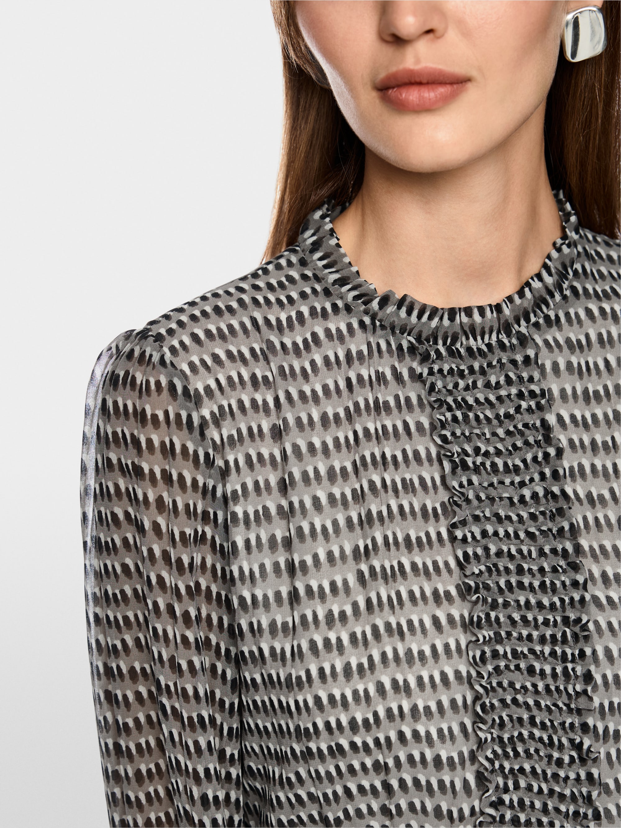 Bedrucktes Kleid mit Mini-Rüschen