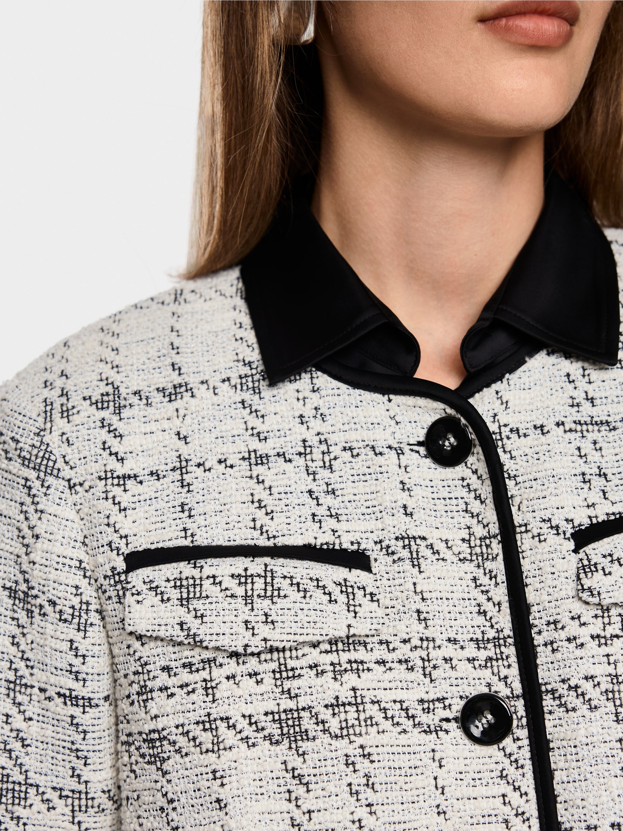 Veste jacquard avec détails contrastés