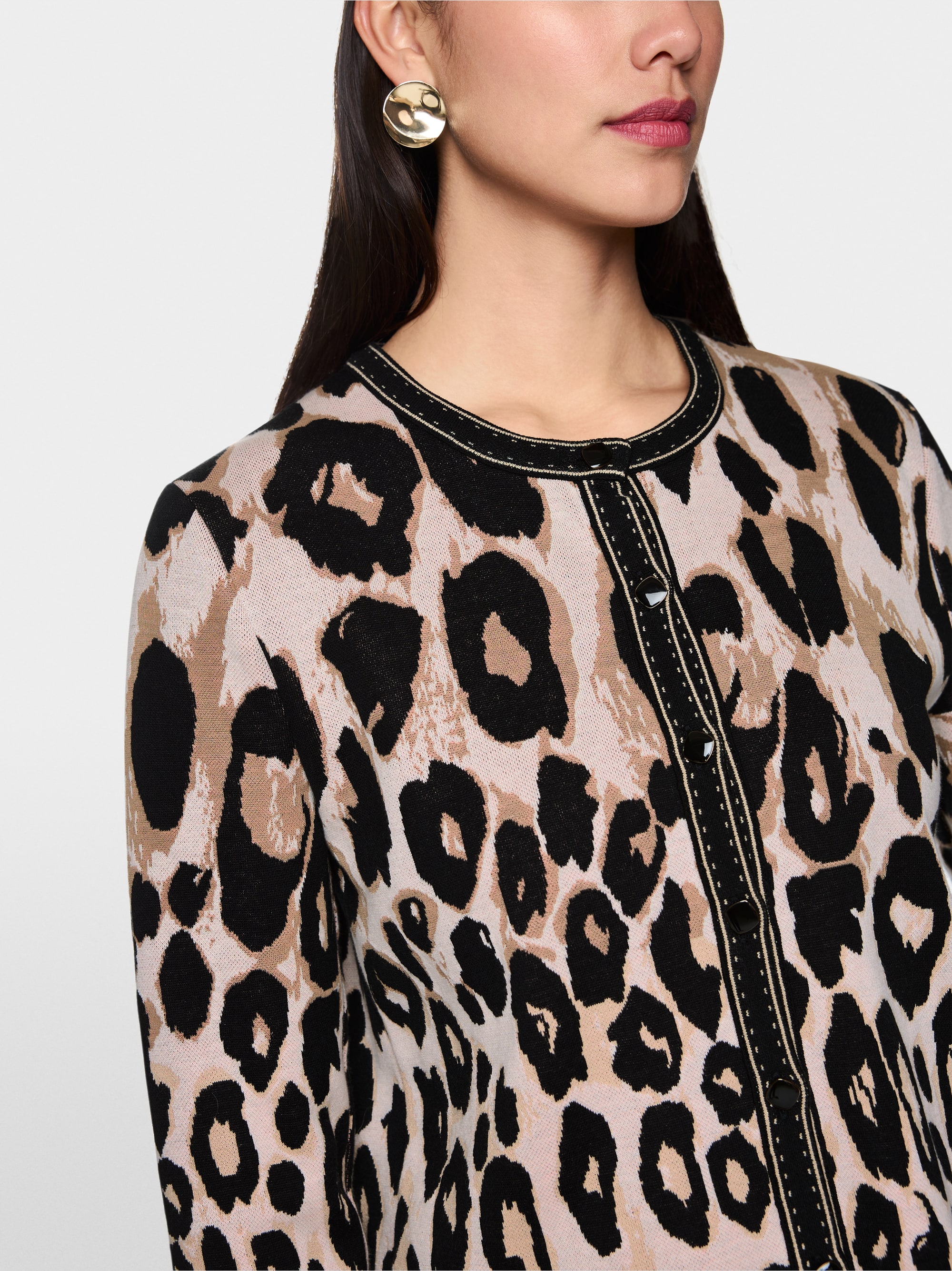 Cardigan cropped imprimé léopard tricoté en Allemagne