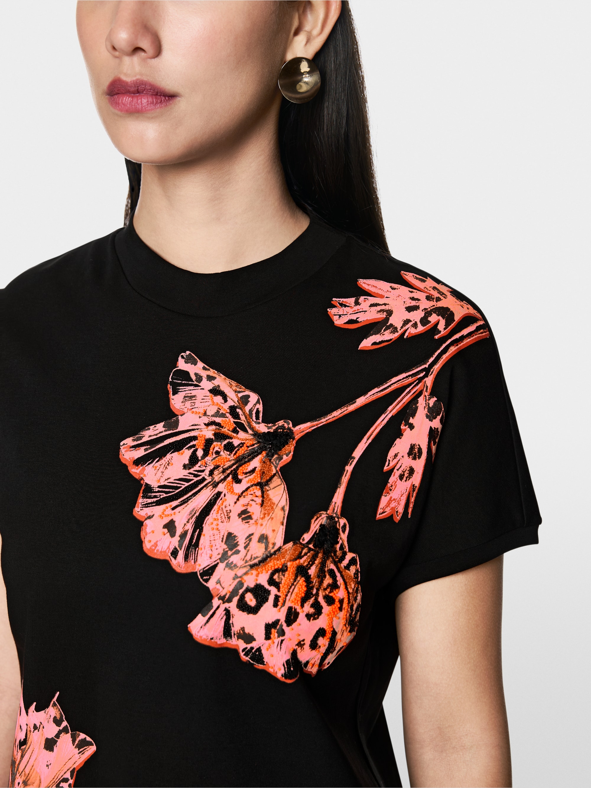 T-shirt floral avec détails perlés