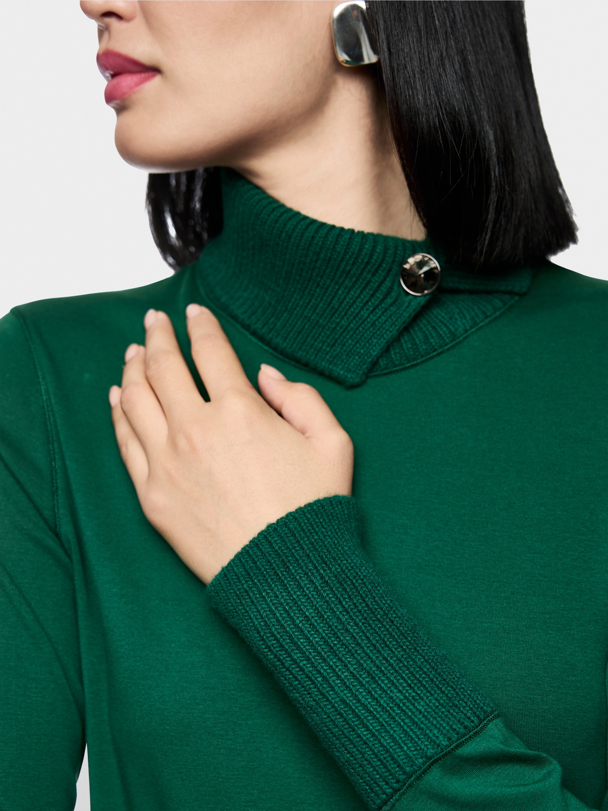 Longsleeve mit gestricktem Kragen