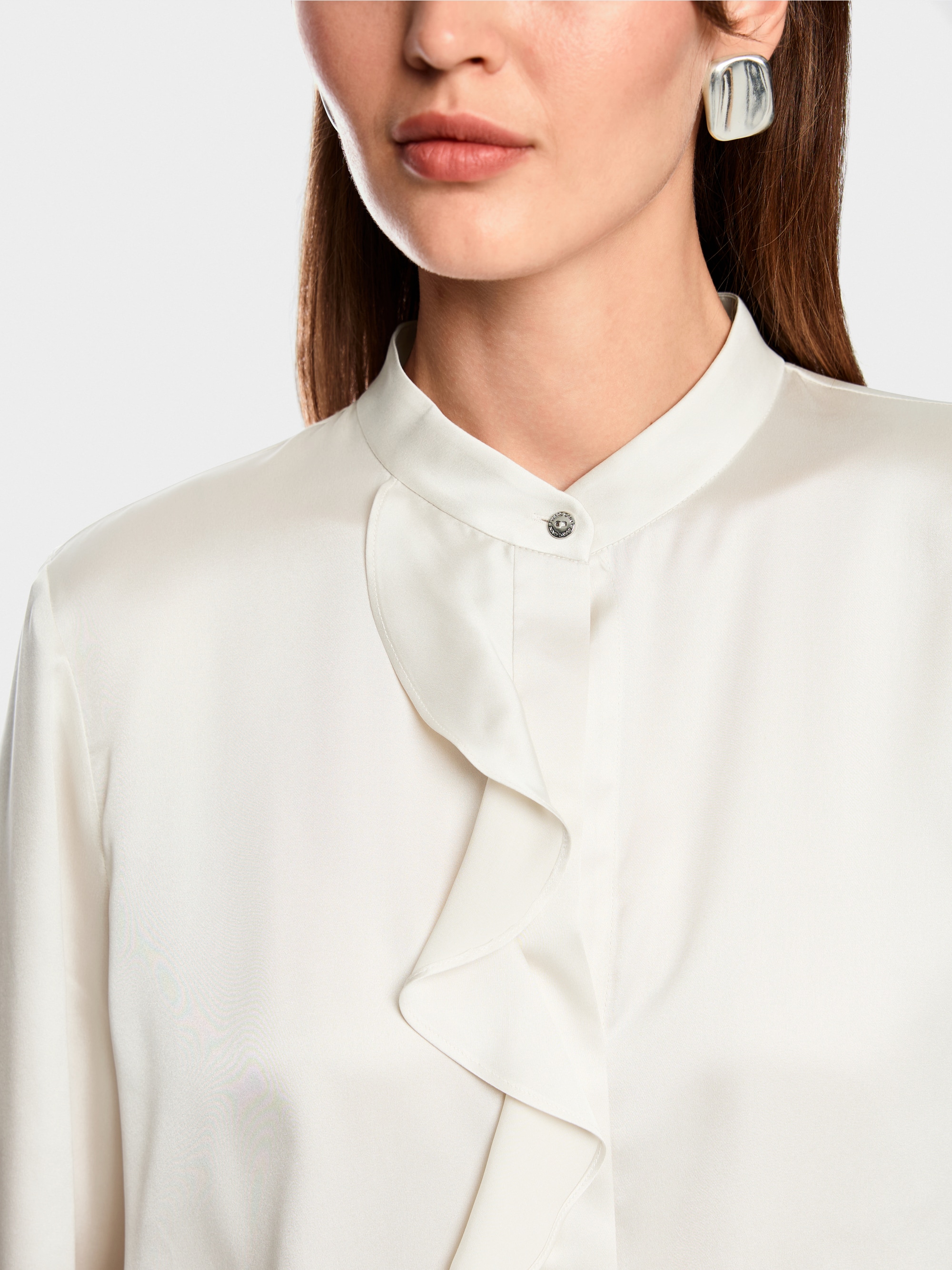 Silk blouse with flounce