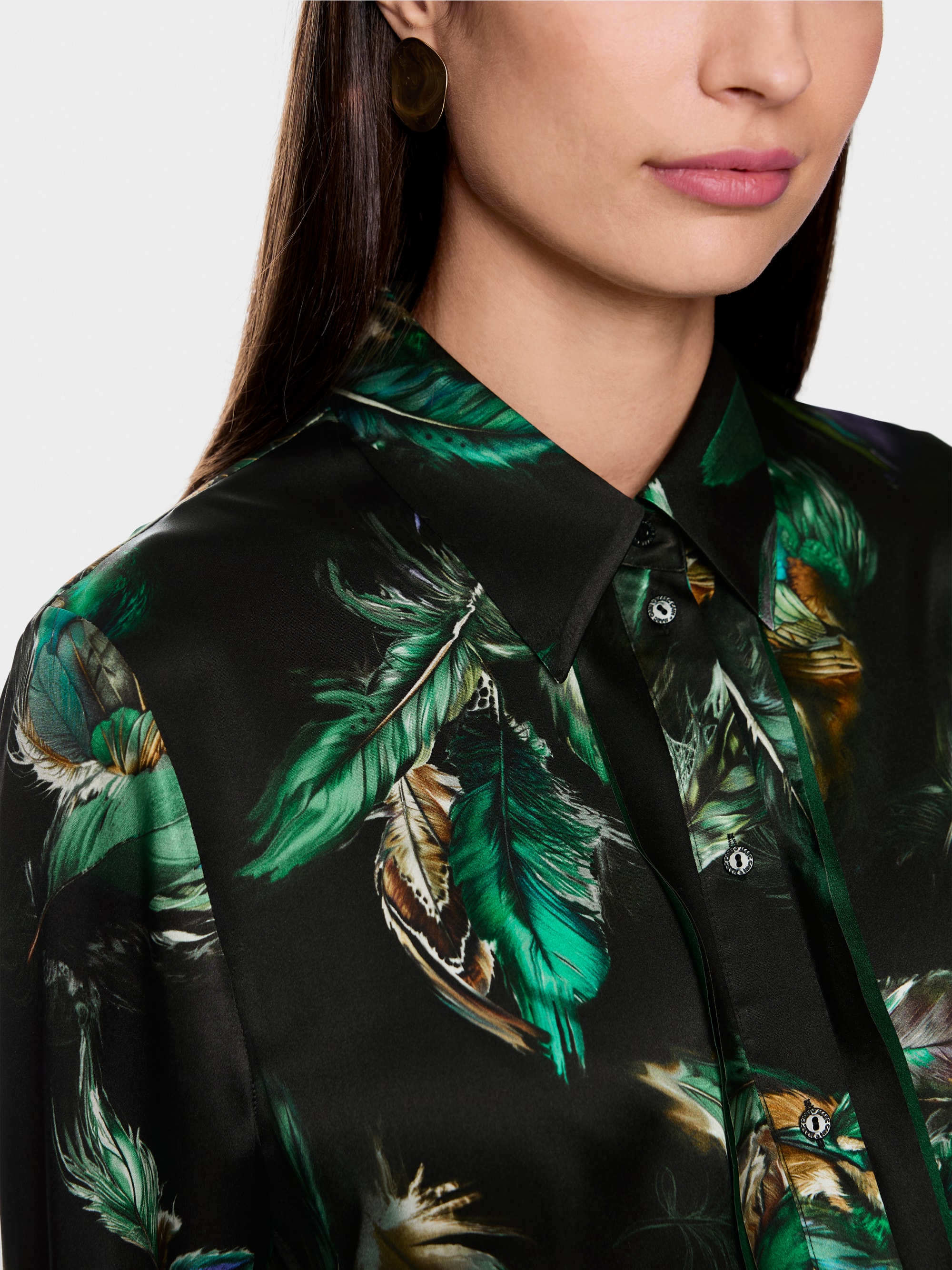 Seidenbluse mit Federnprint
