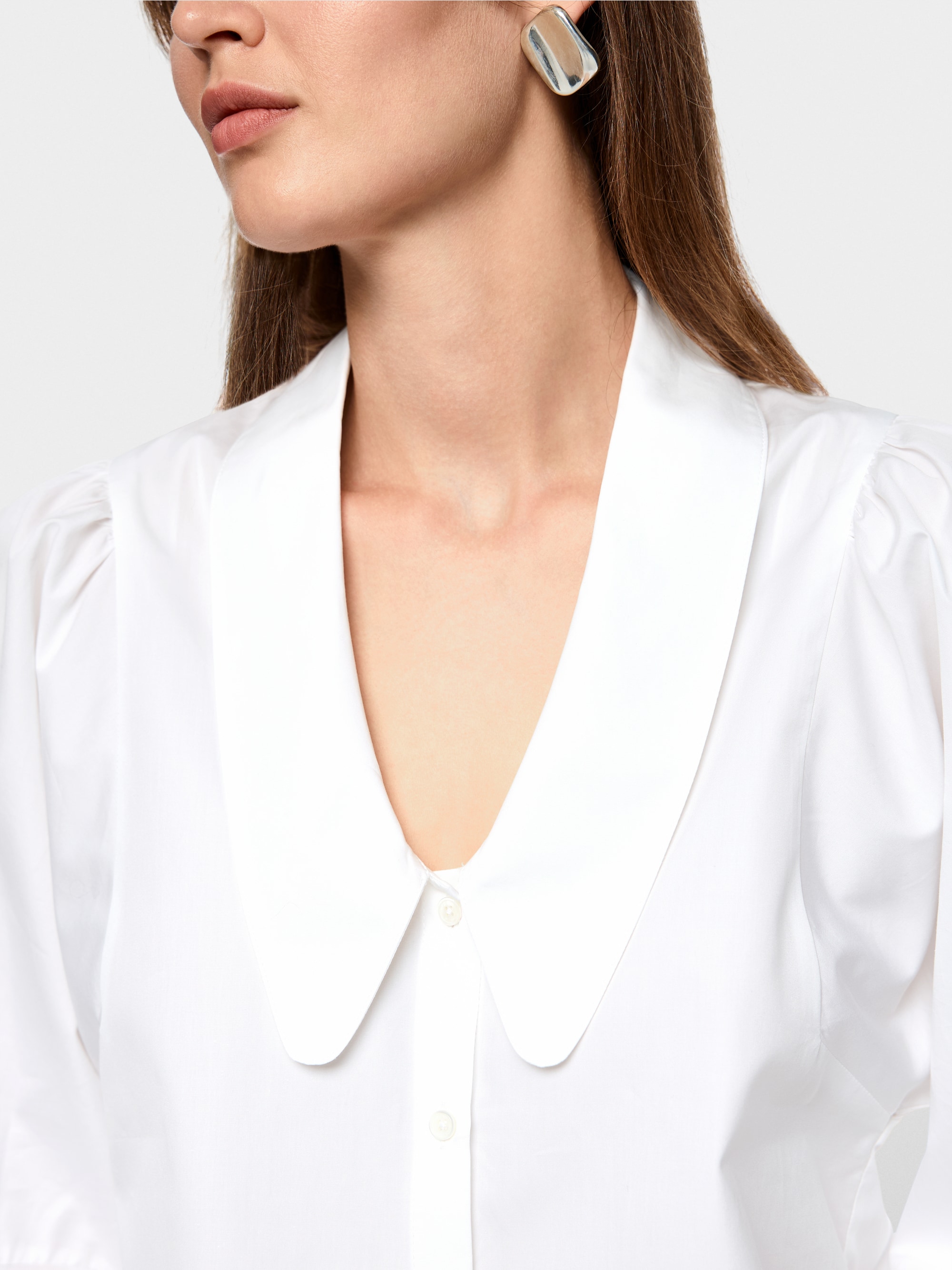 Baumwollbluse mit Volumenärmeln