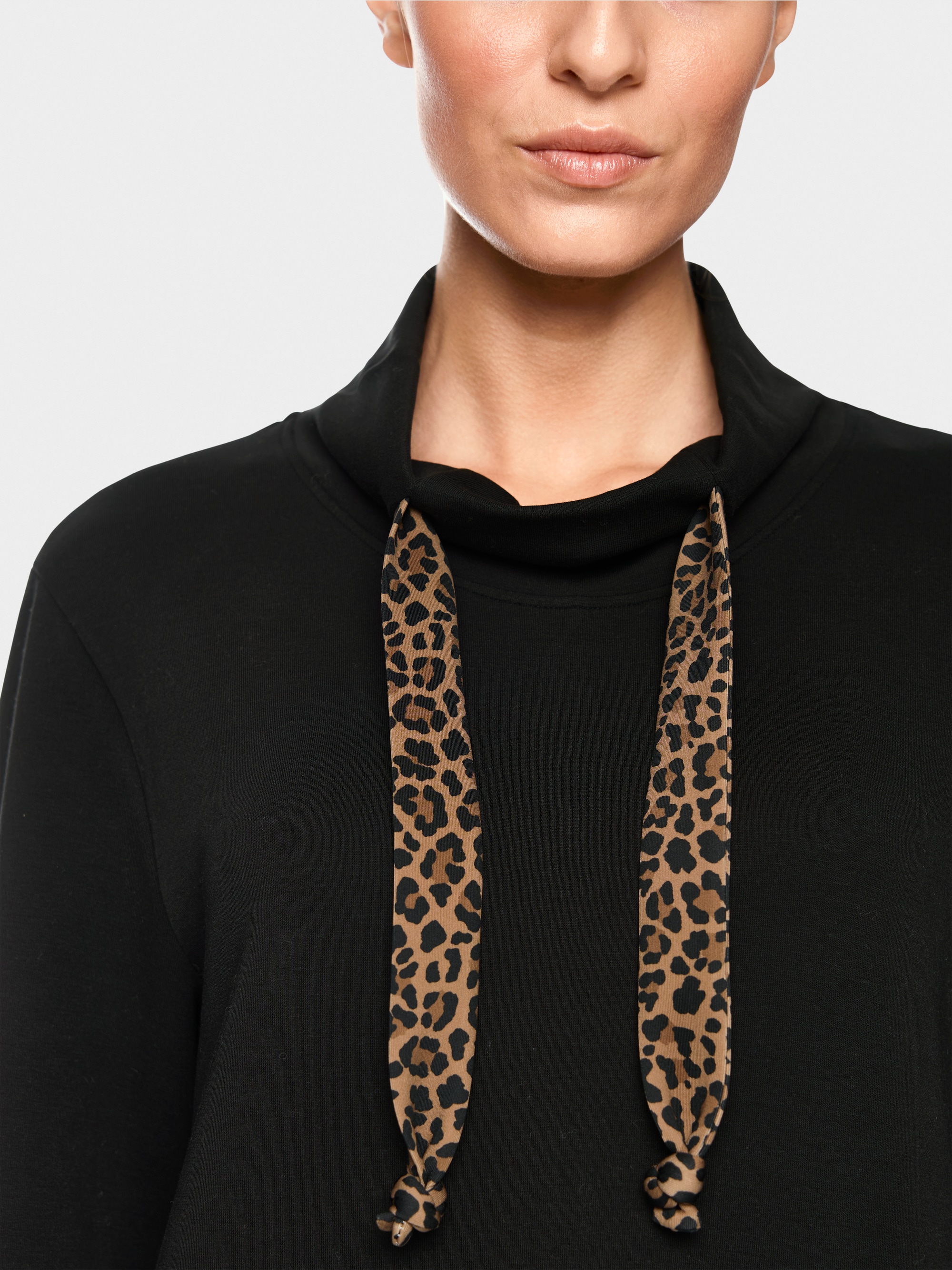 Midi sweatshirt dress with leopard cord