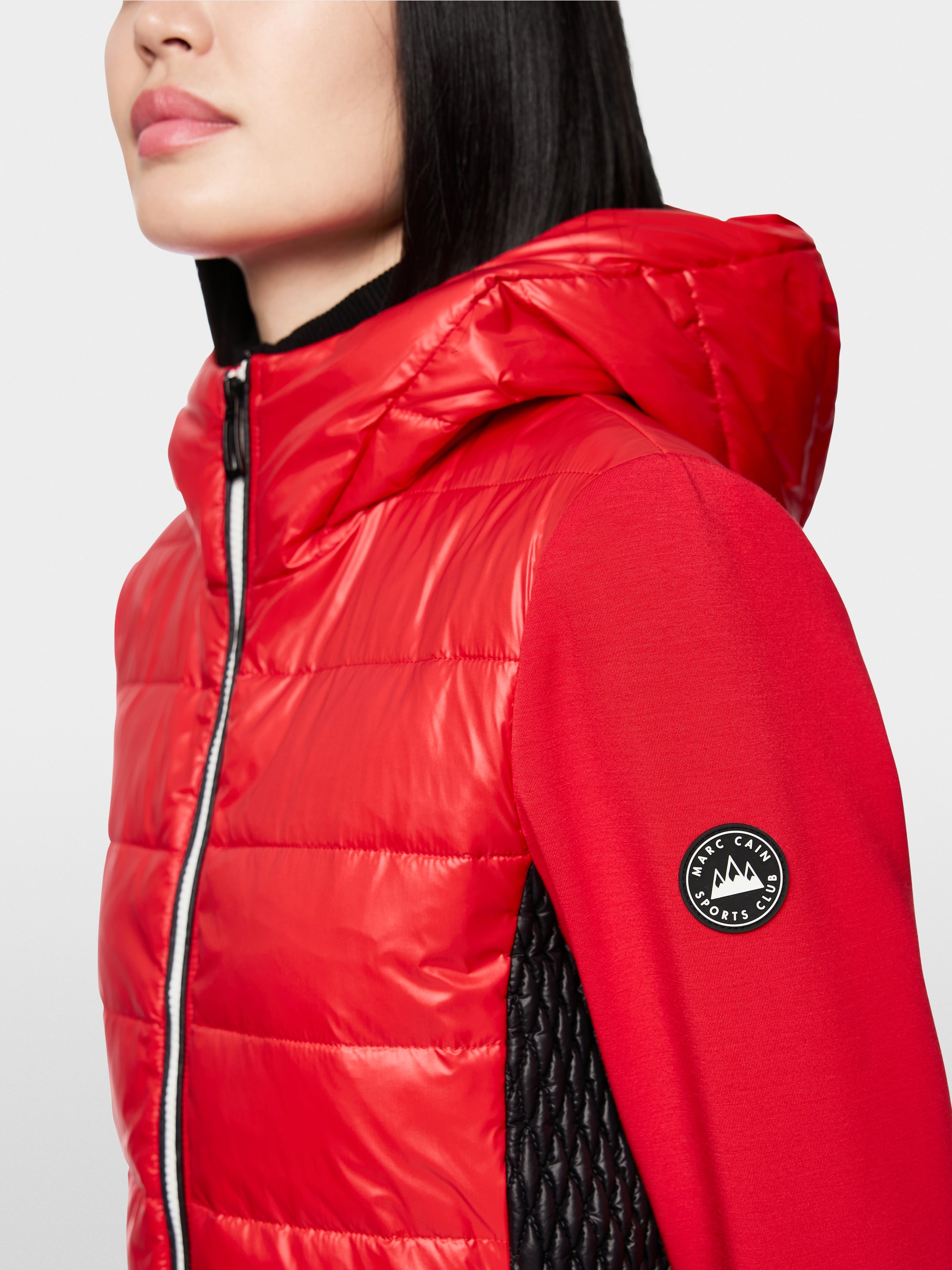 Jacket with faux down and hood