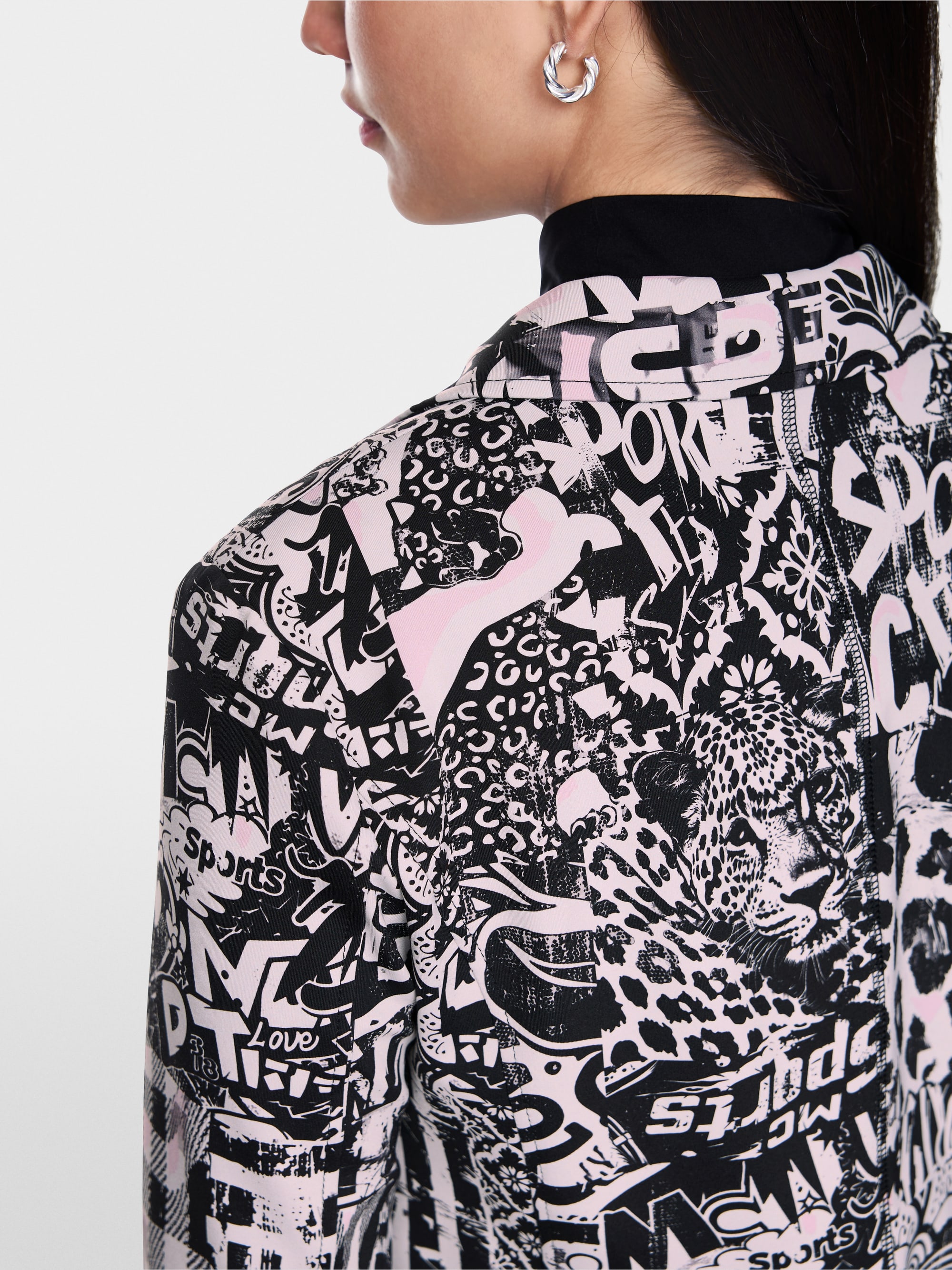 Printed blazer in scuba jersey