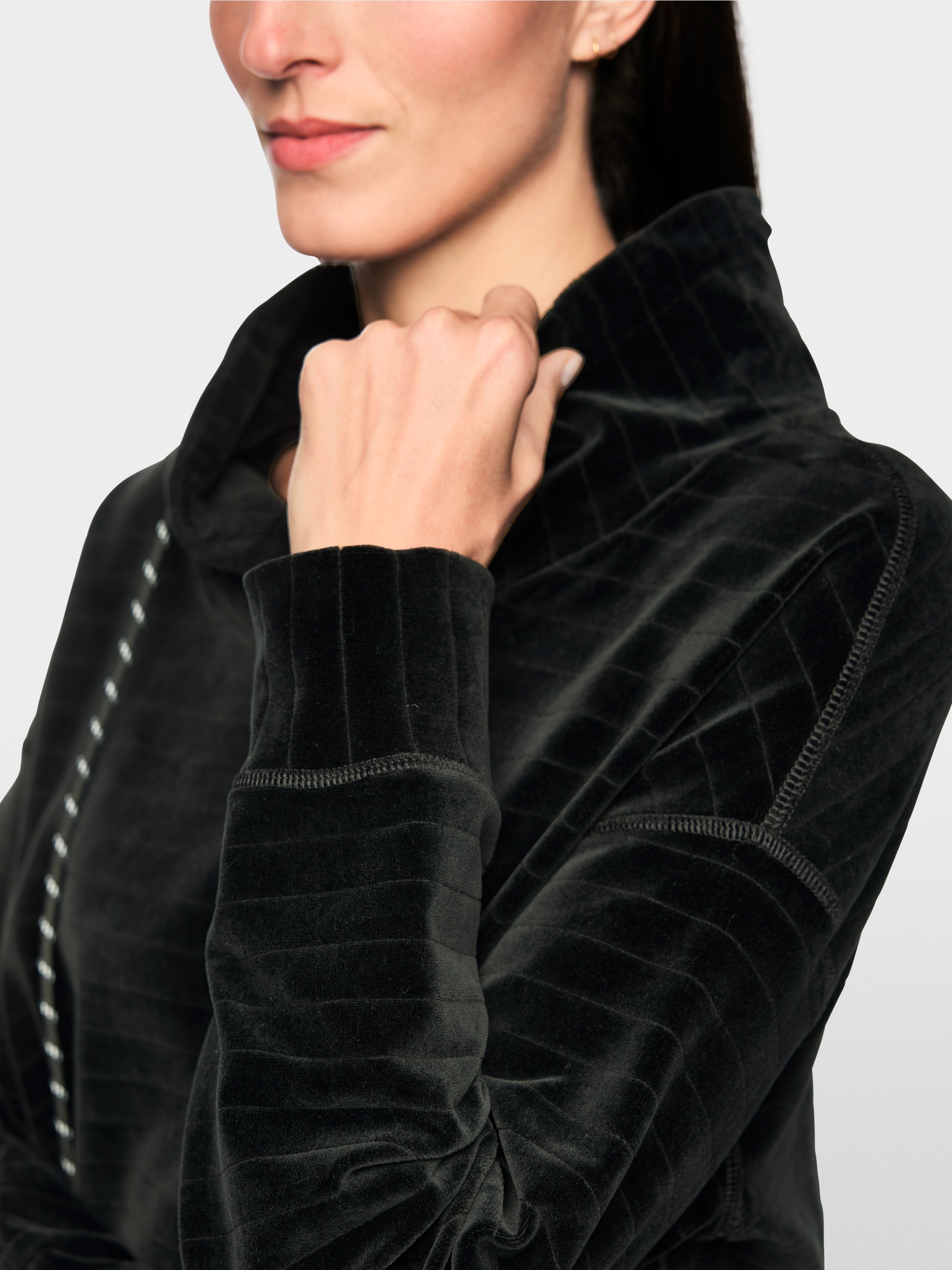 Sweatshirt van chenille met tunnelkraag