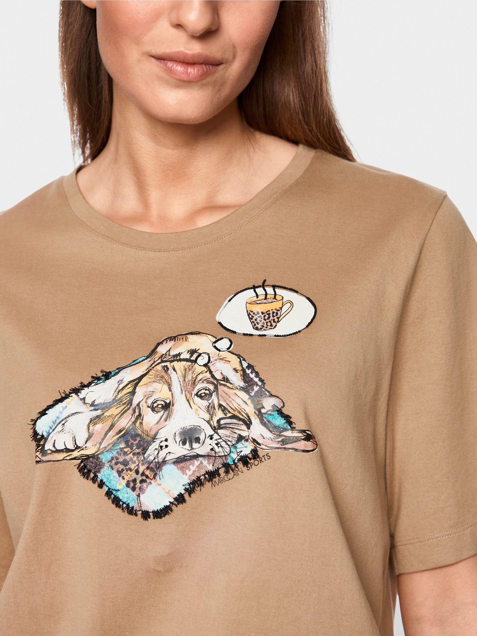 Short-sleeved T-shirt with dog print