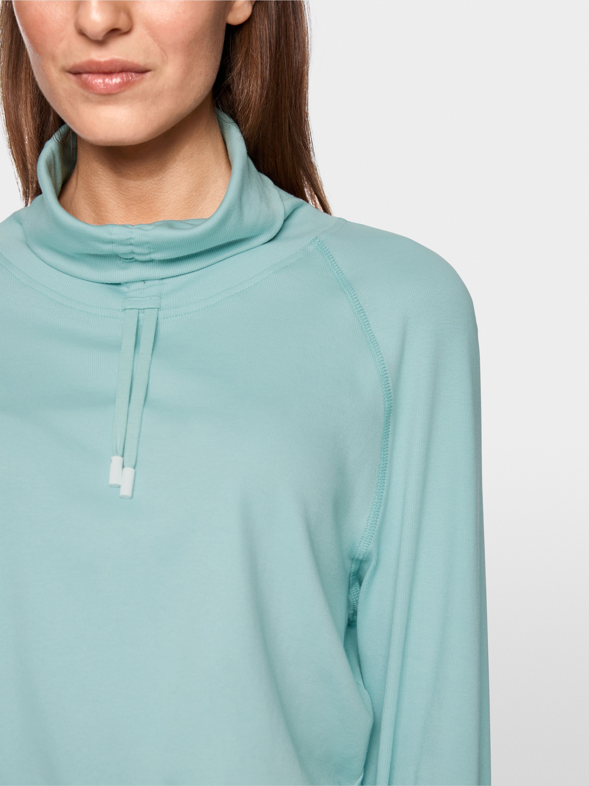 Shirt met lange mouwen, col en trekkoord