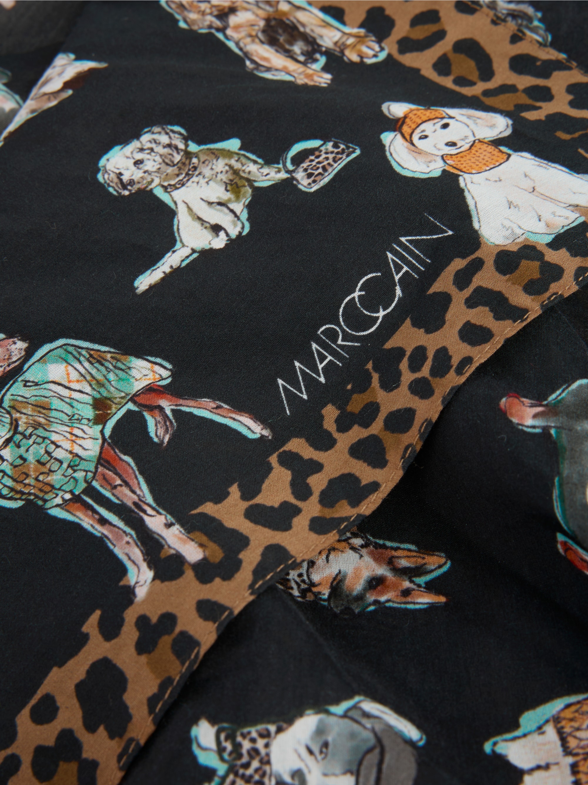 Cotton silk scarf with dog motif