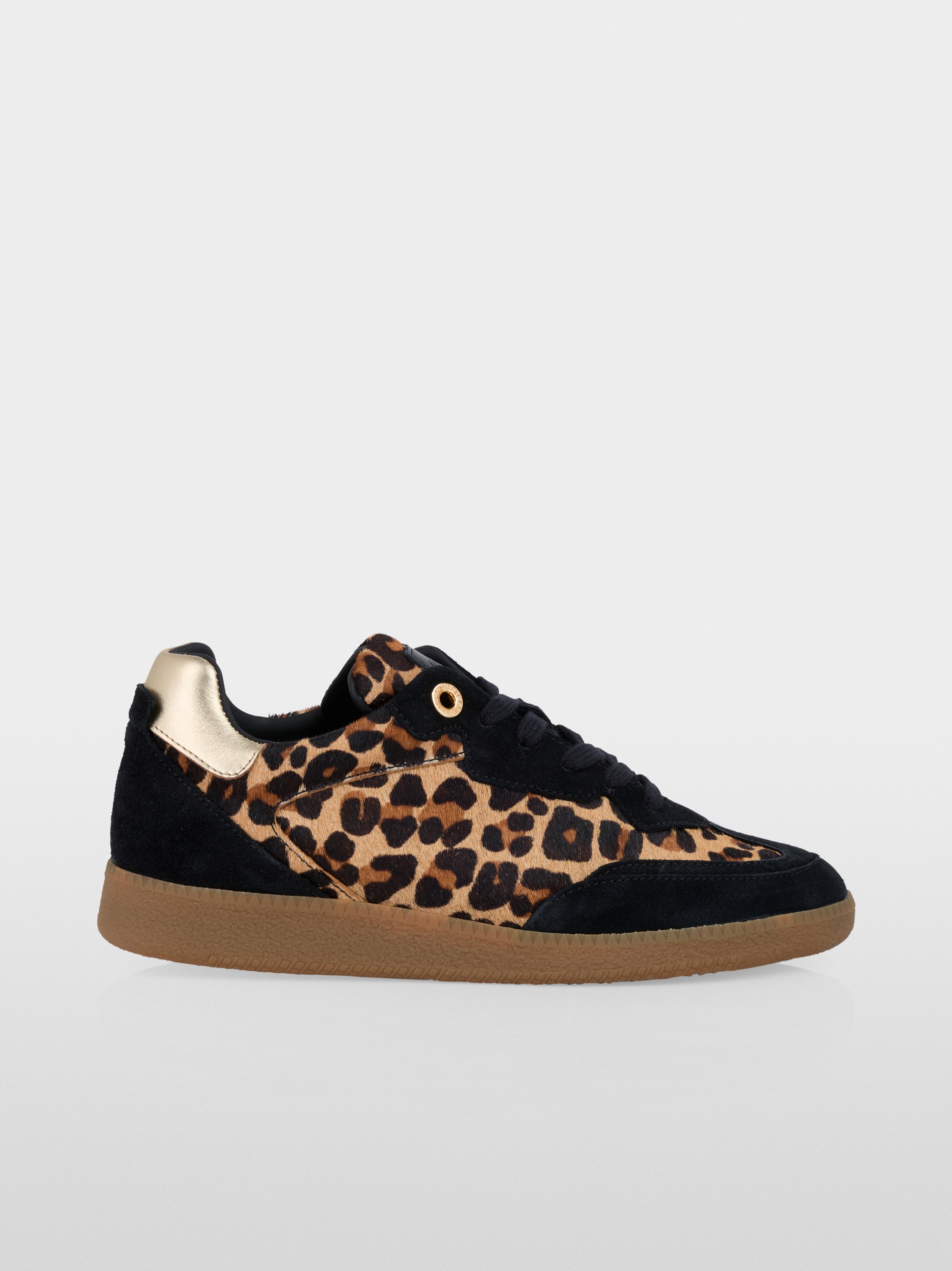 Leren sneaker met luipaardprint