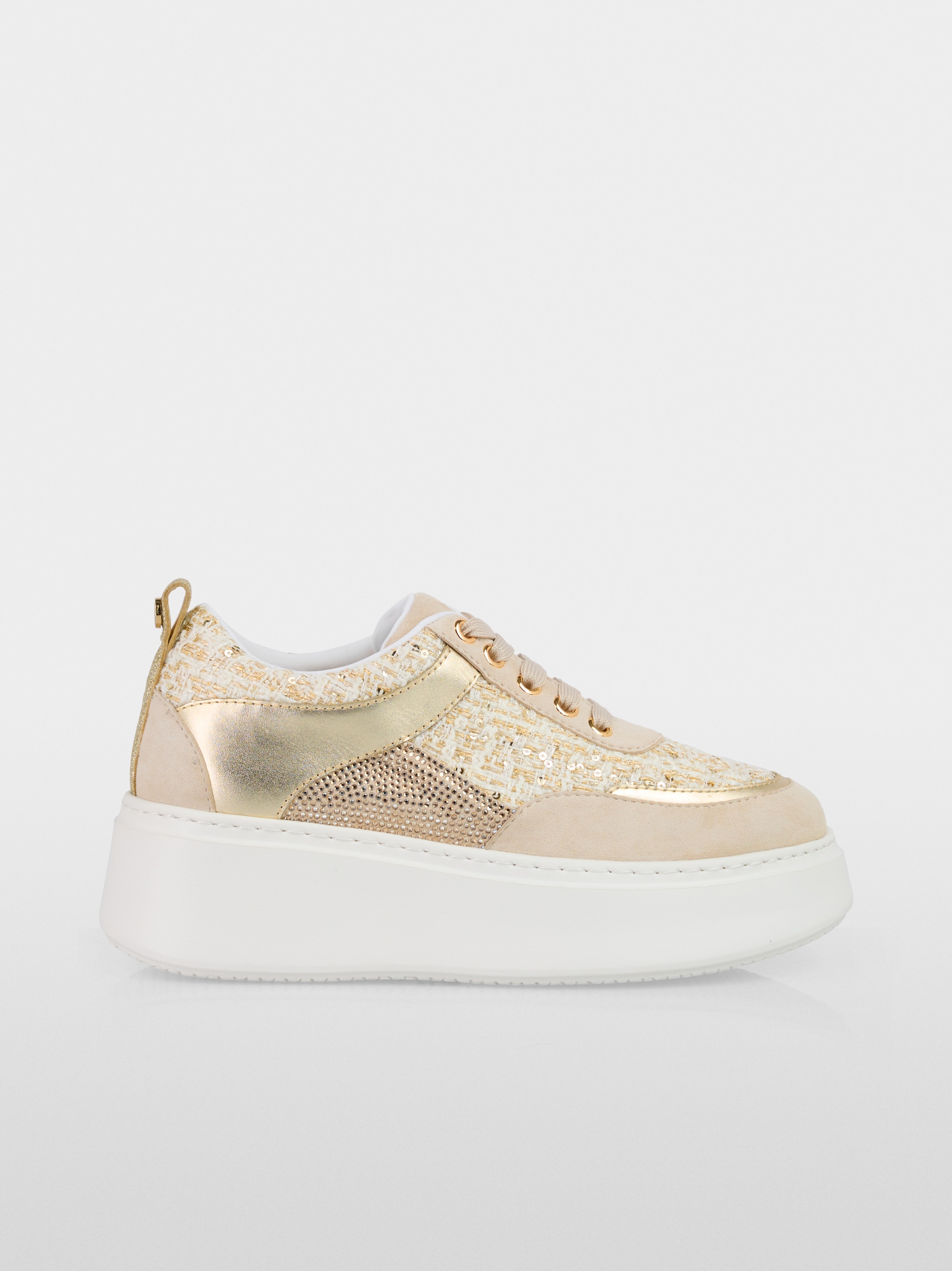 Platform sneakers with glitter and gold