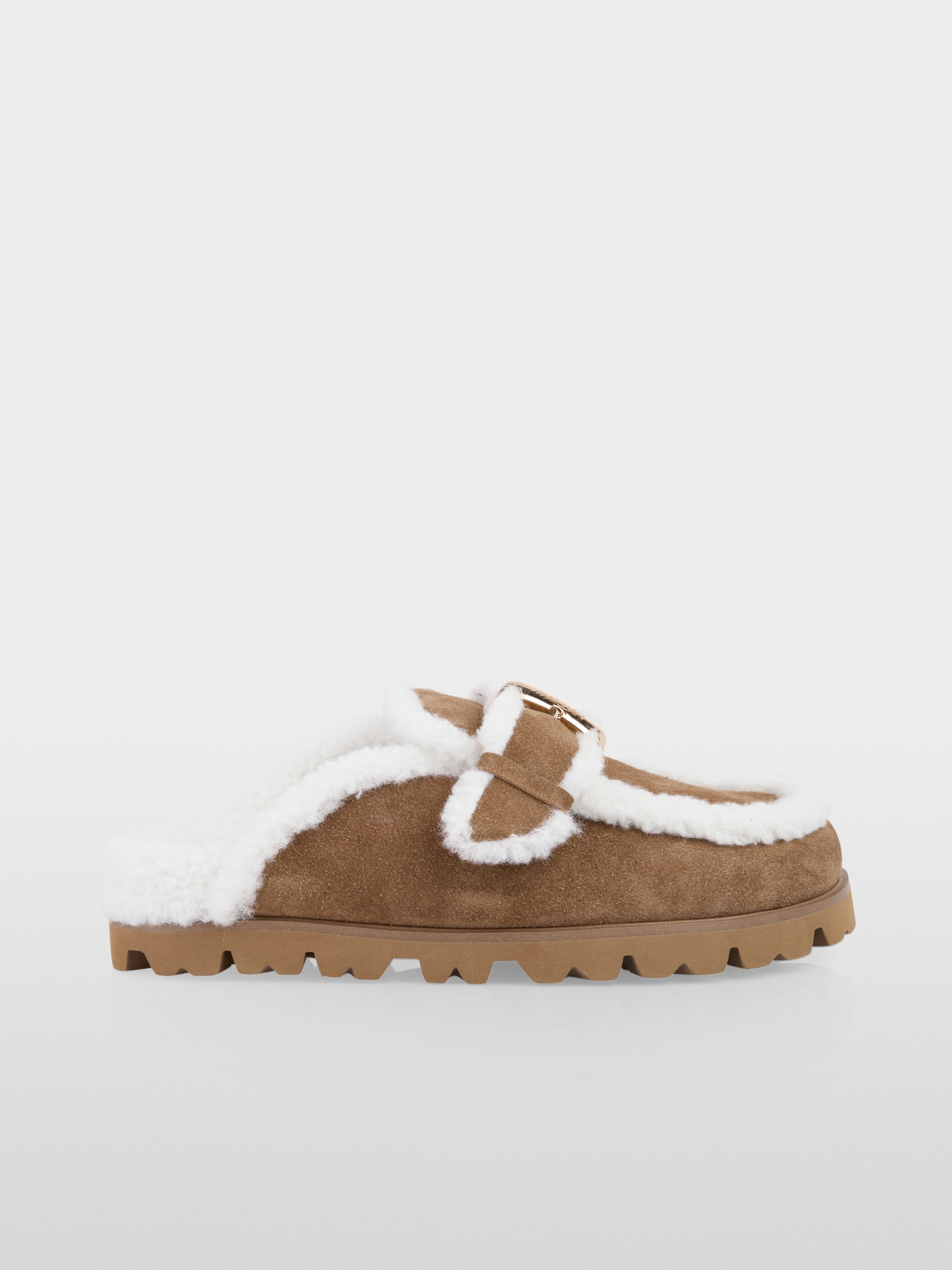 Calfskin suede loafers with buckle