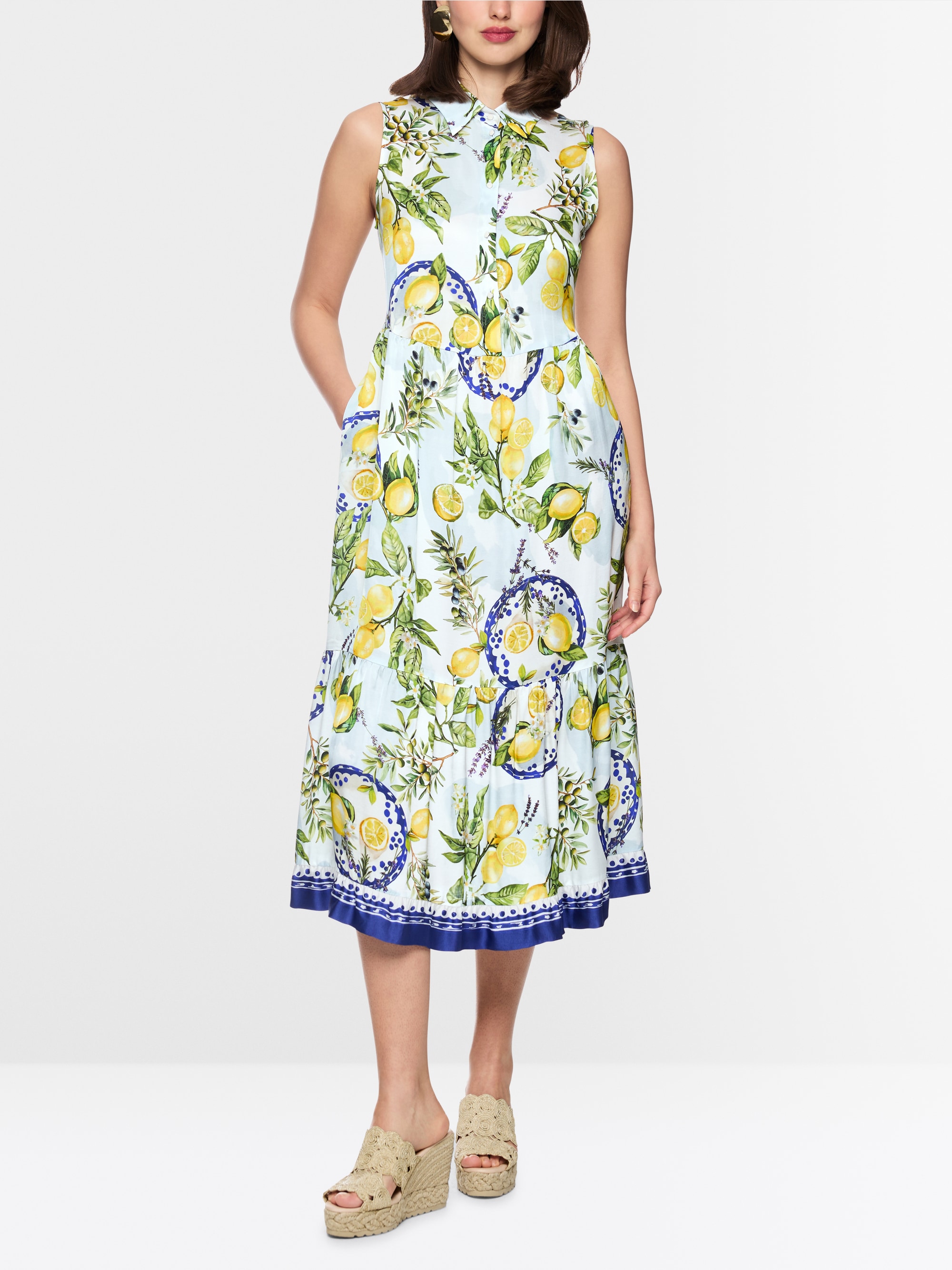 Lemon and olive print viscose dress