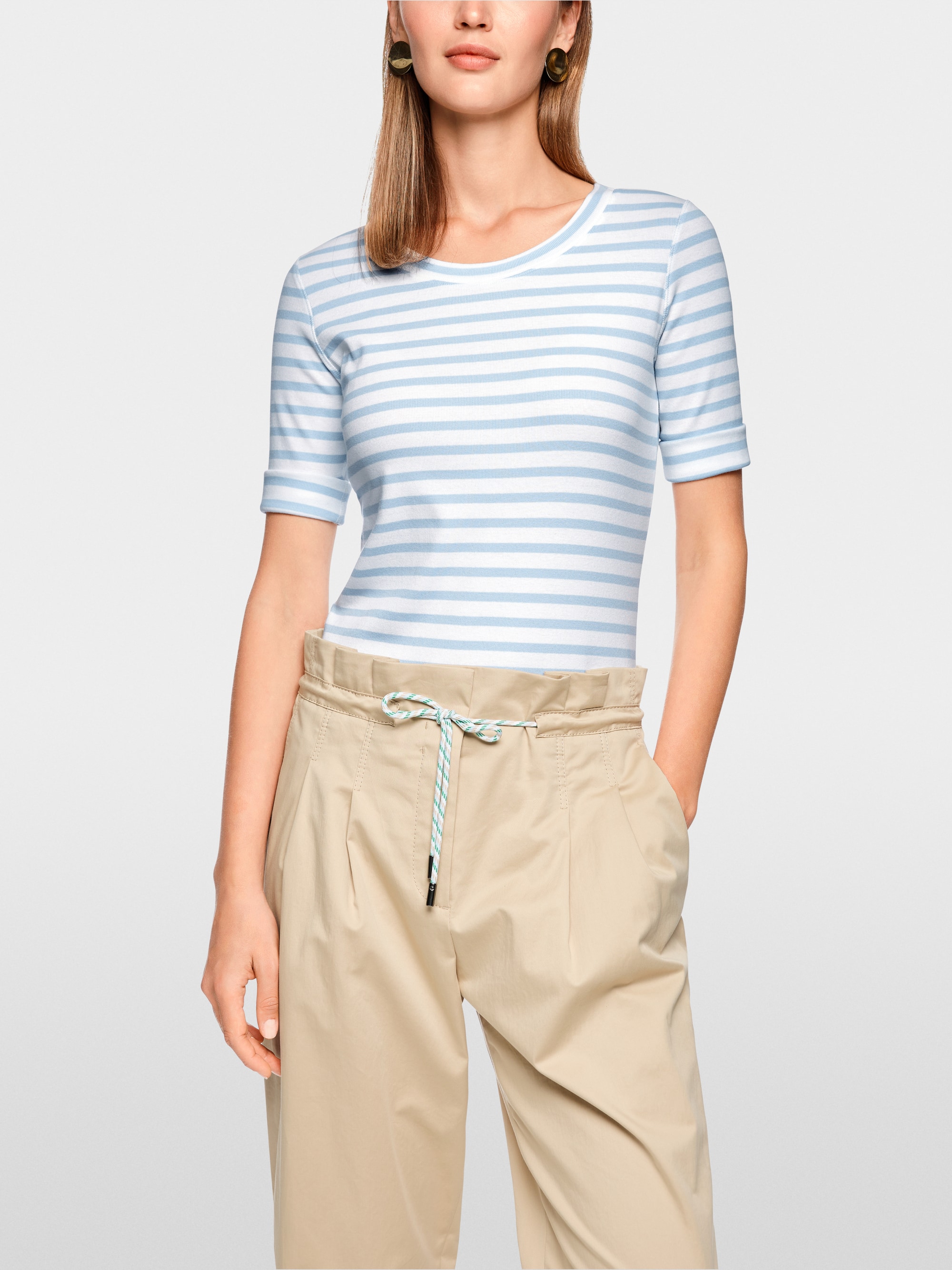 T-shirt à rayures en coton côtelé