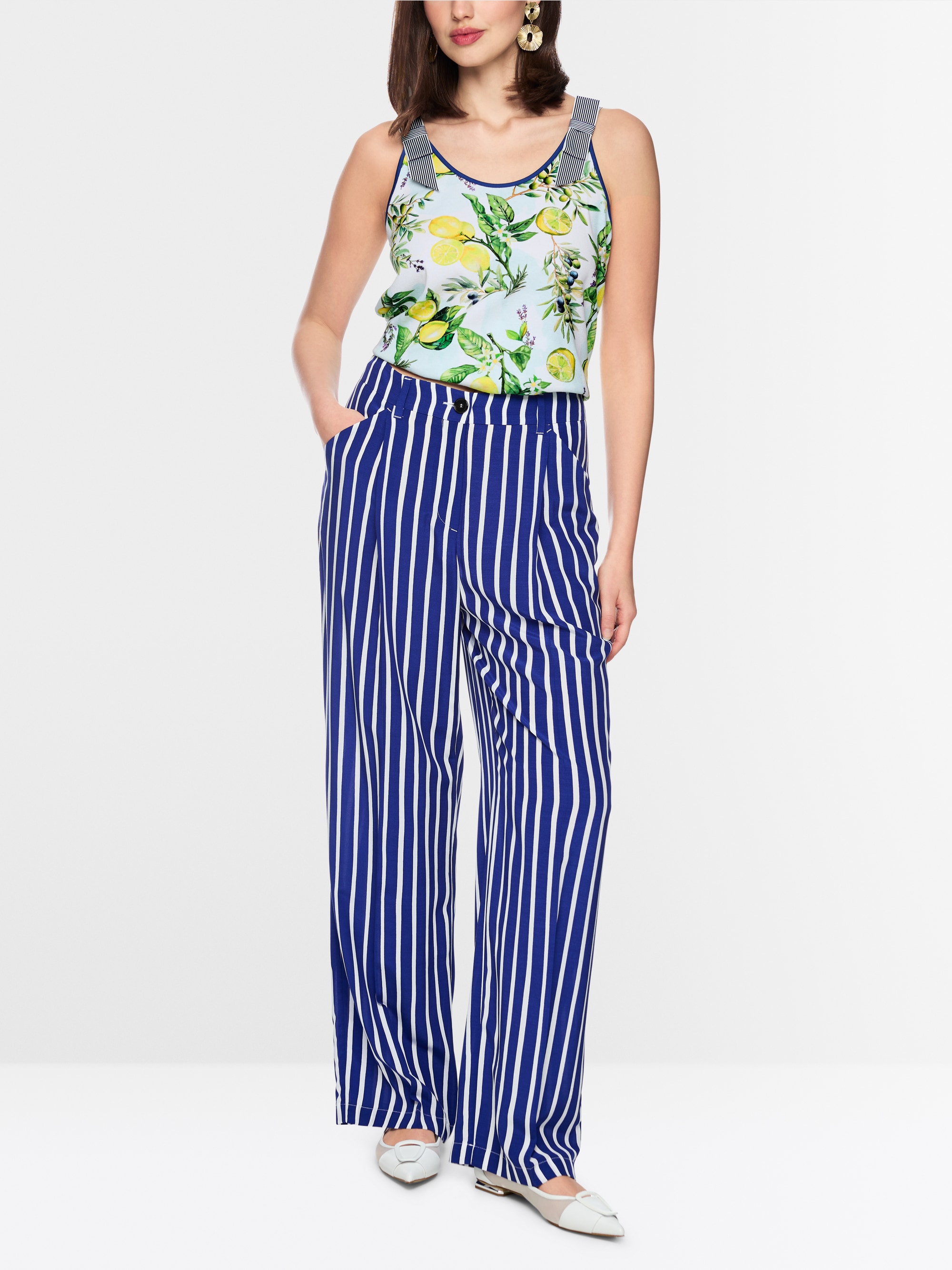 Stretch cotton top with lemon print