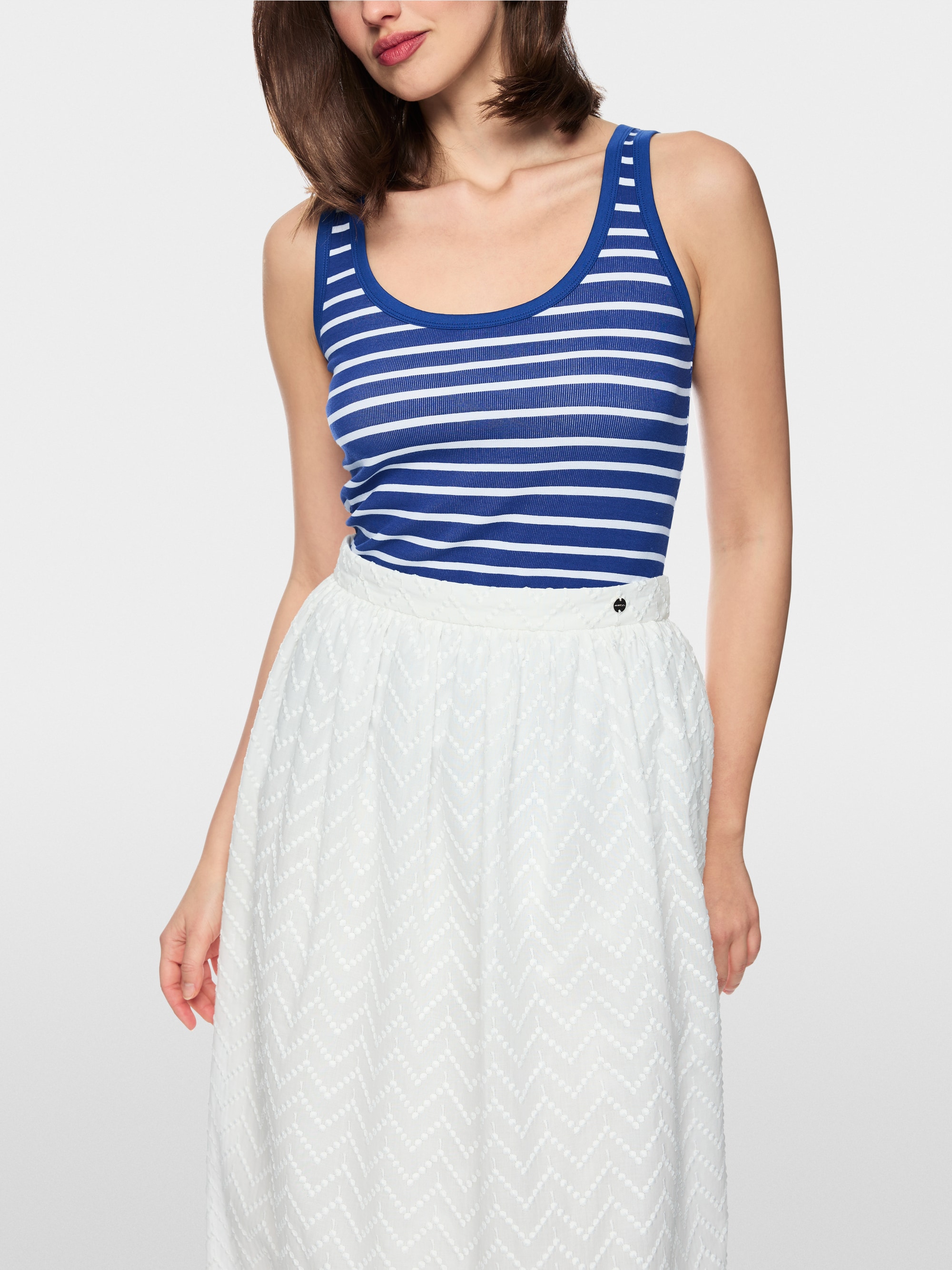 Stretch cotton top with striped pattern