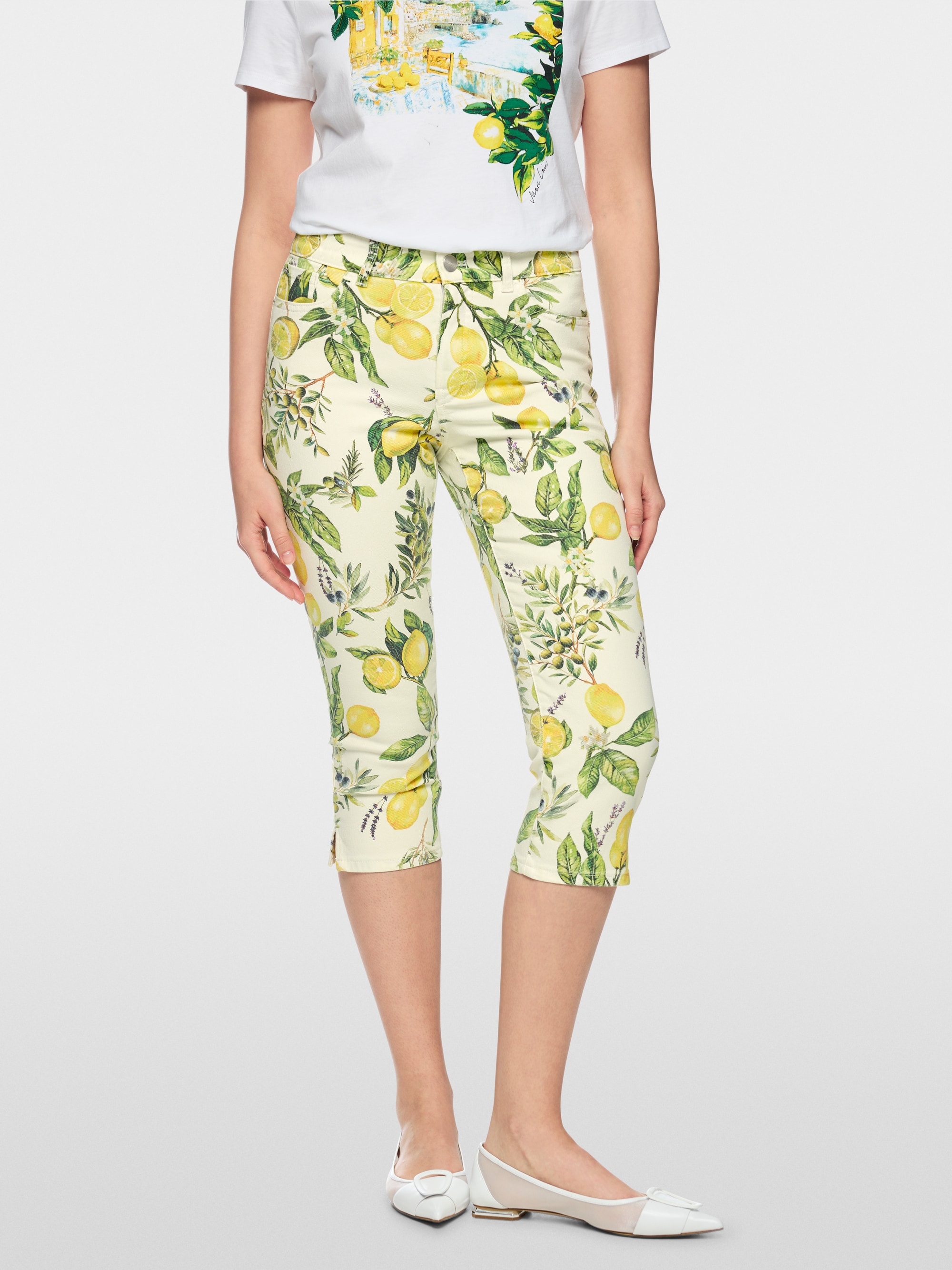 SILEA capri jeans with lemon print