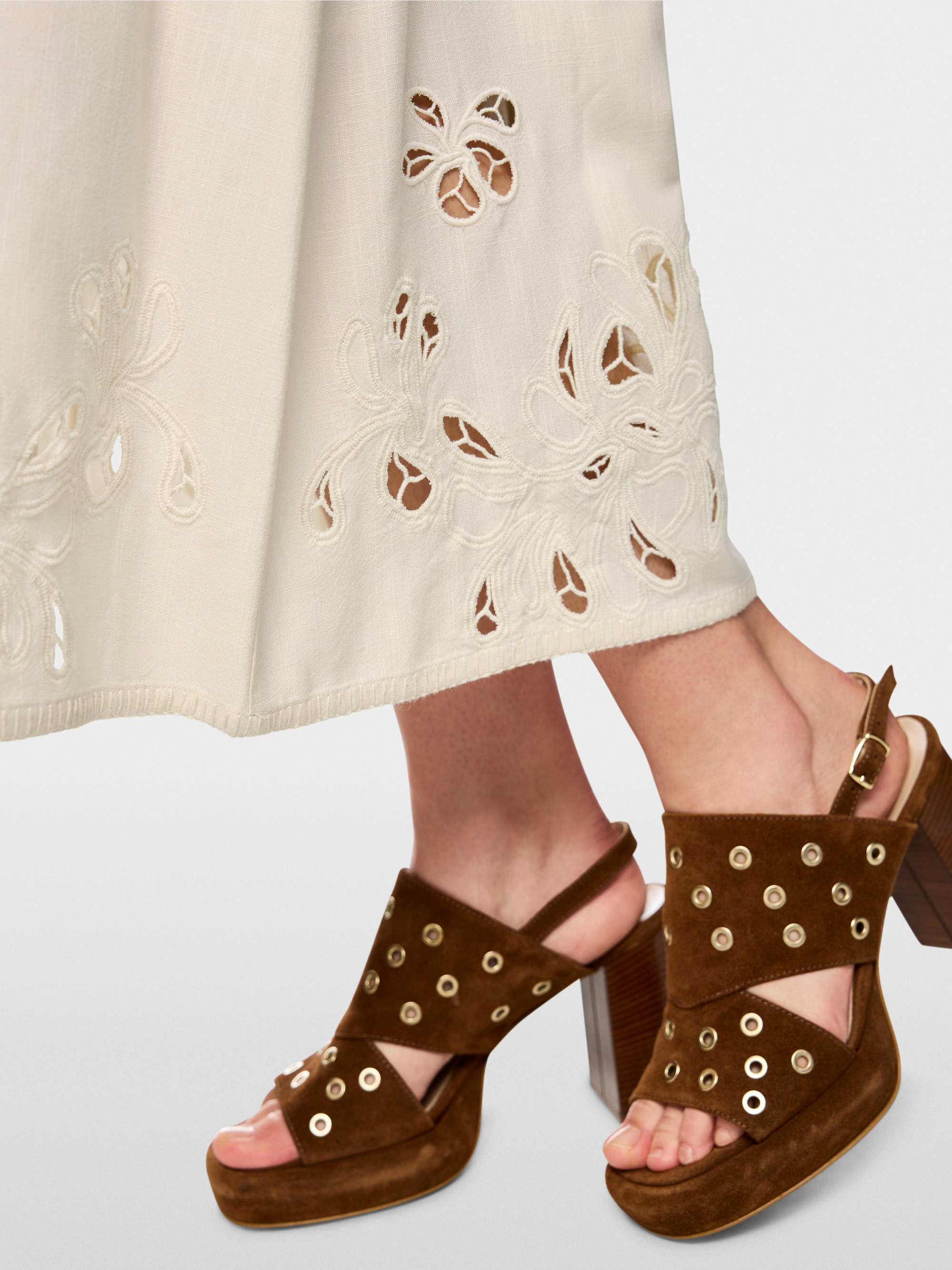 Maxi dress with broderie anglaise