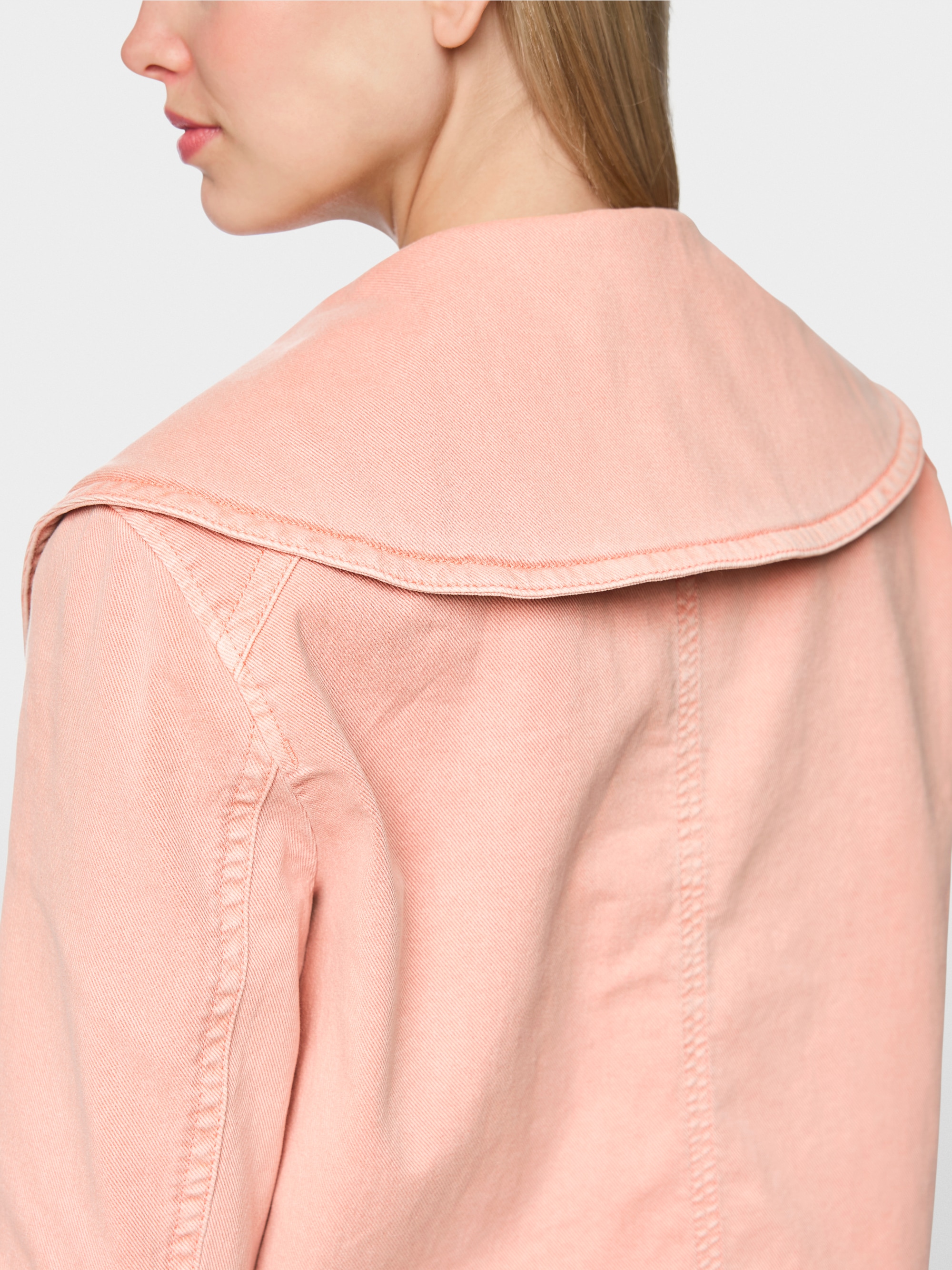 Denim jacket with oversized collar